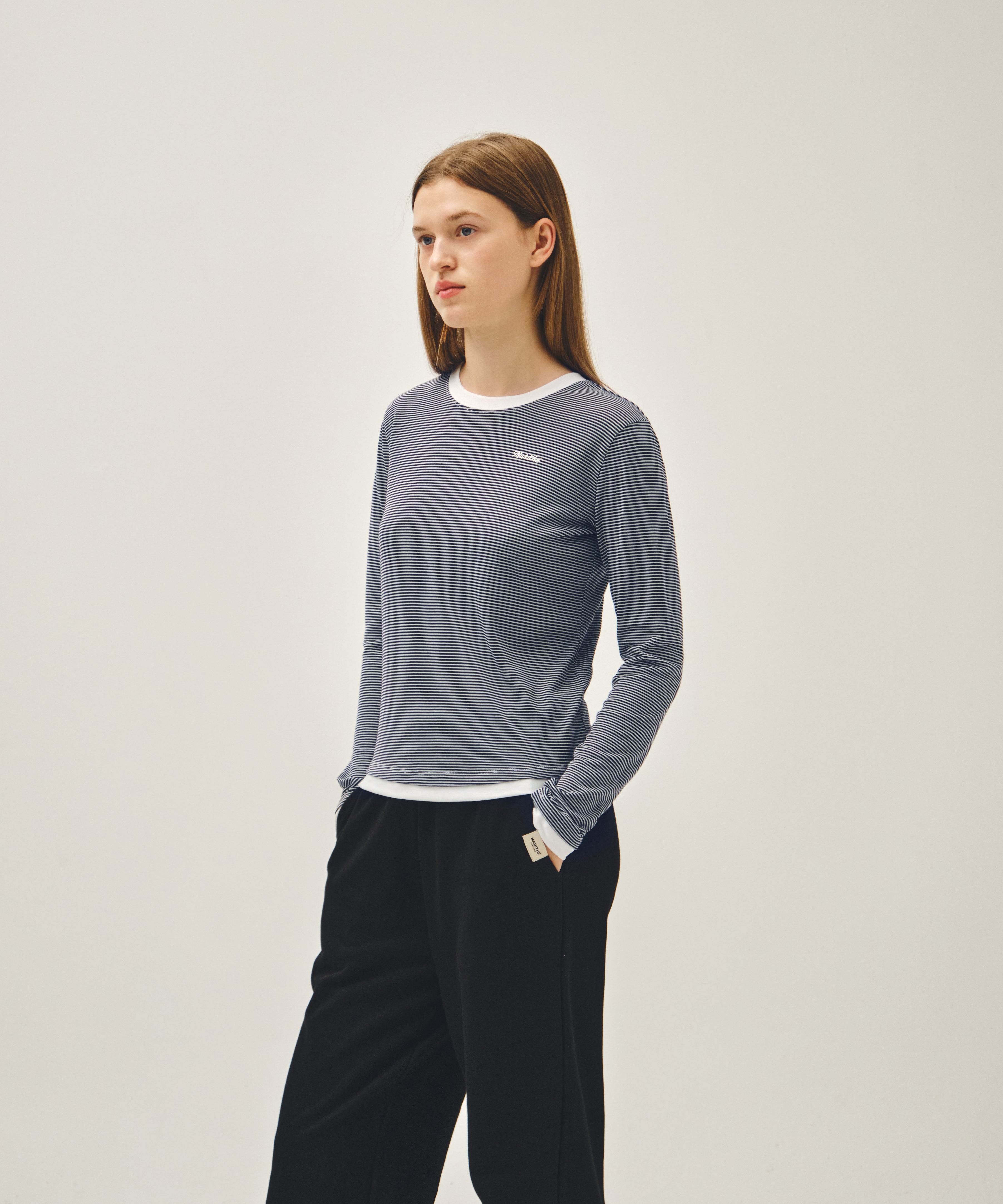 W RINGER STRIPE LONG SLEEVE TEE