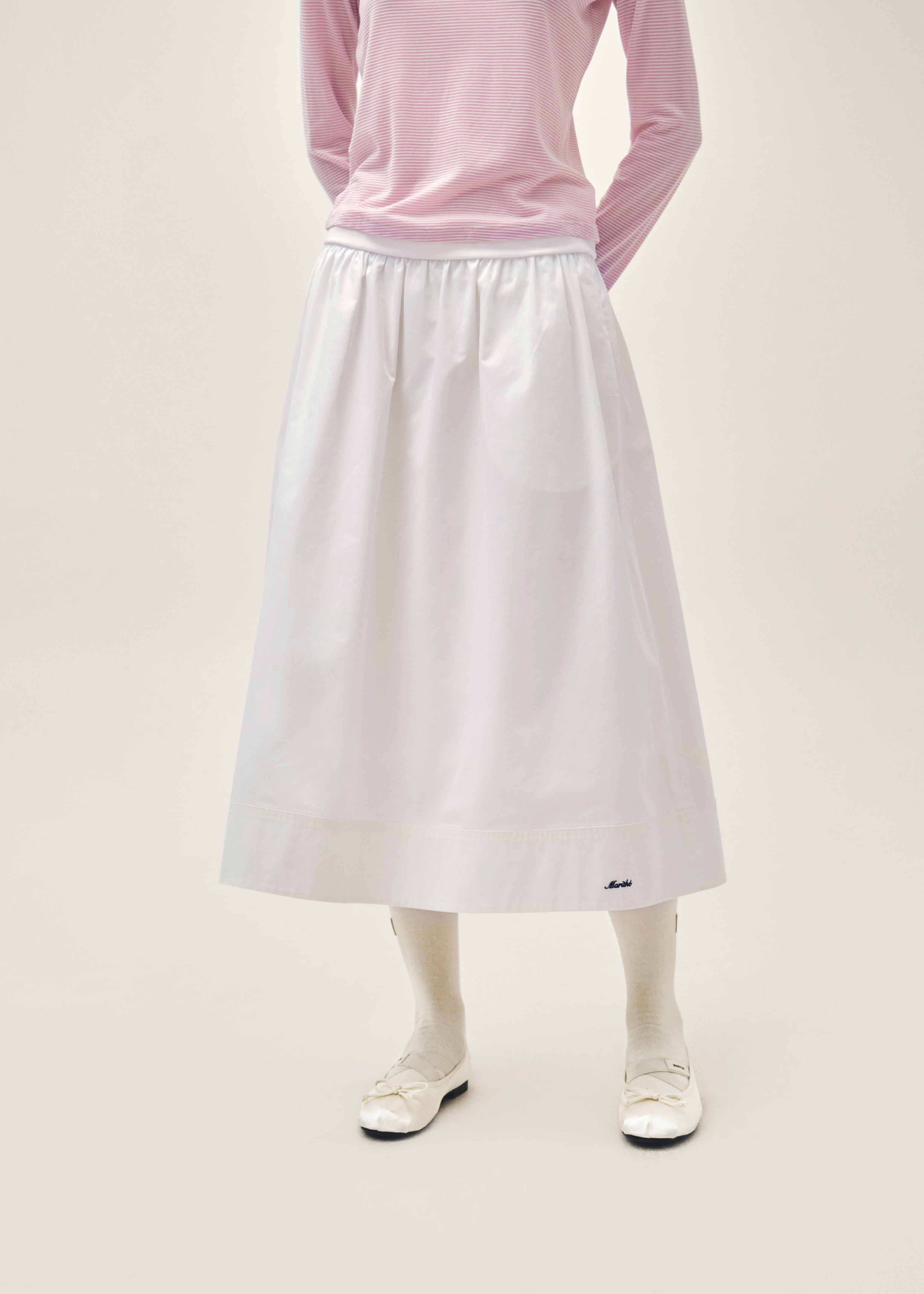 W COTTON WAIST WRINKLE SKIRT