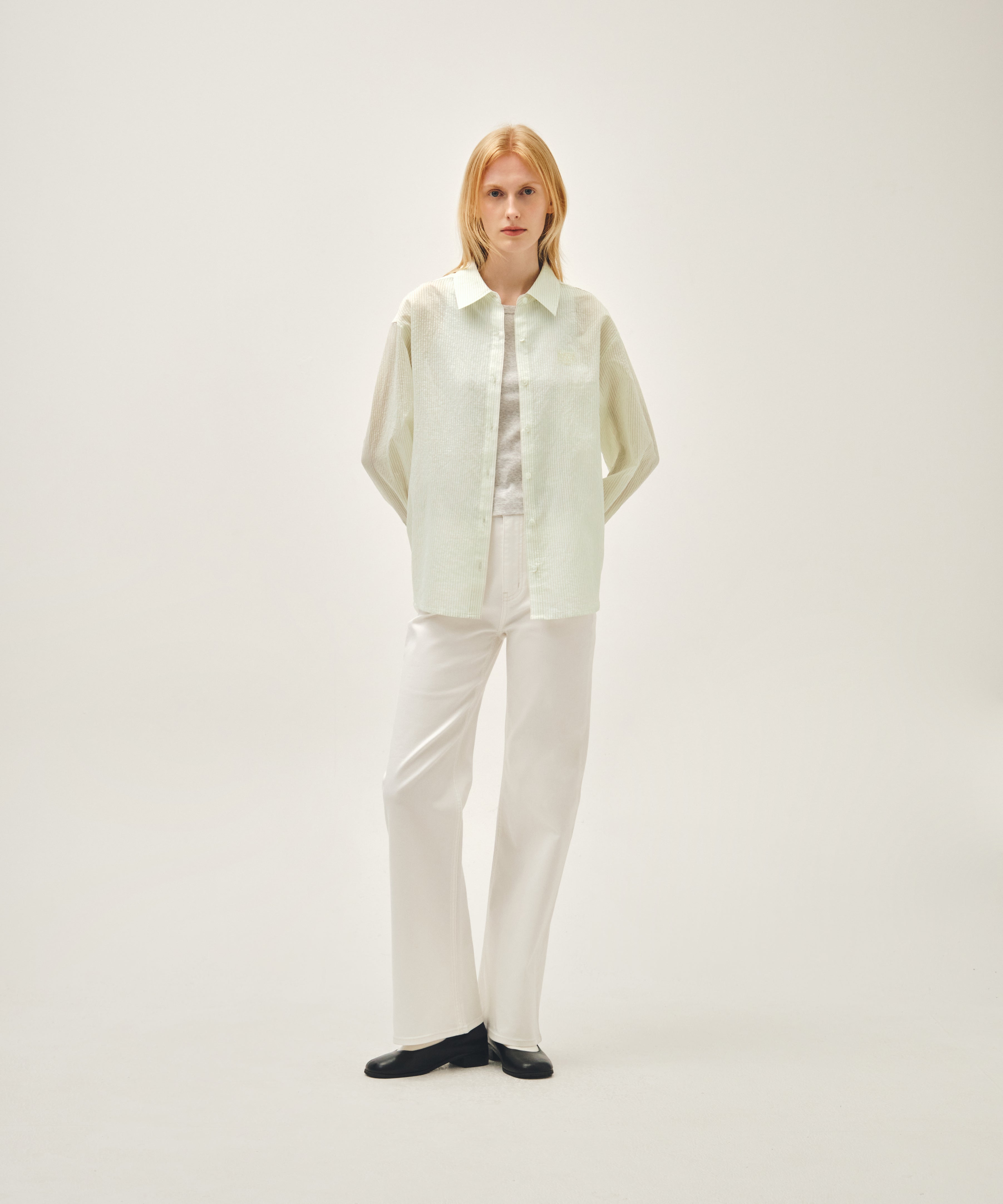 W PATTERN SHEER SHIRT