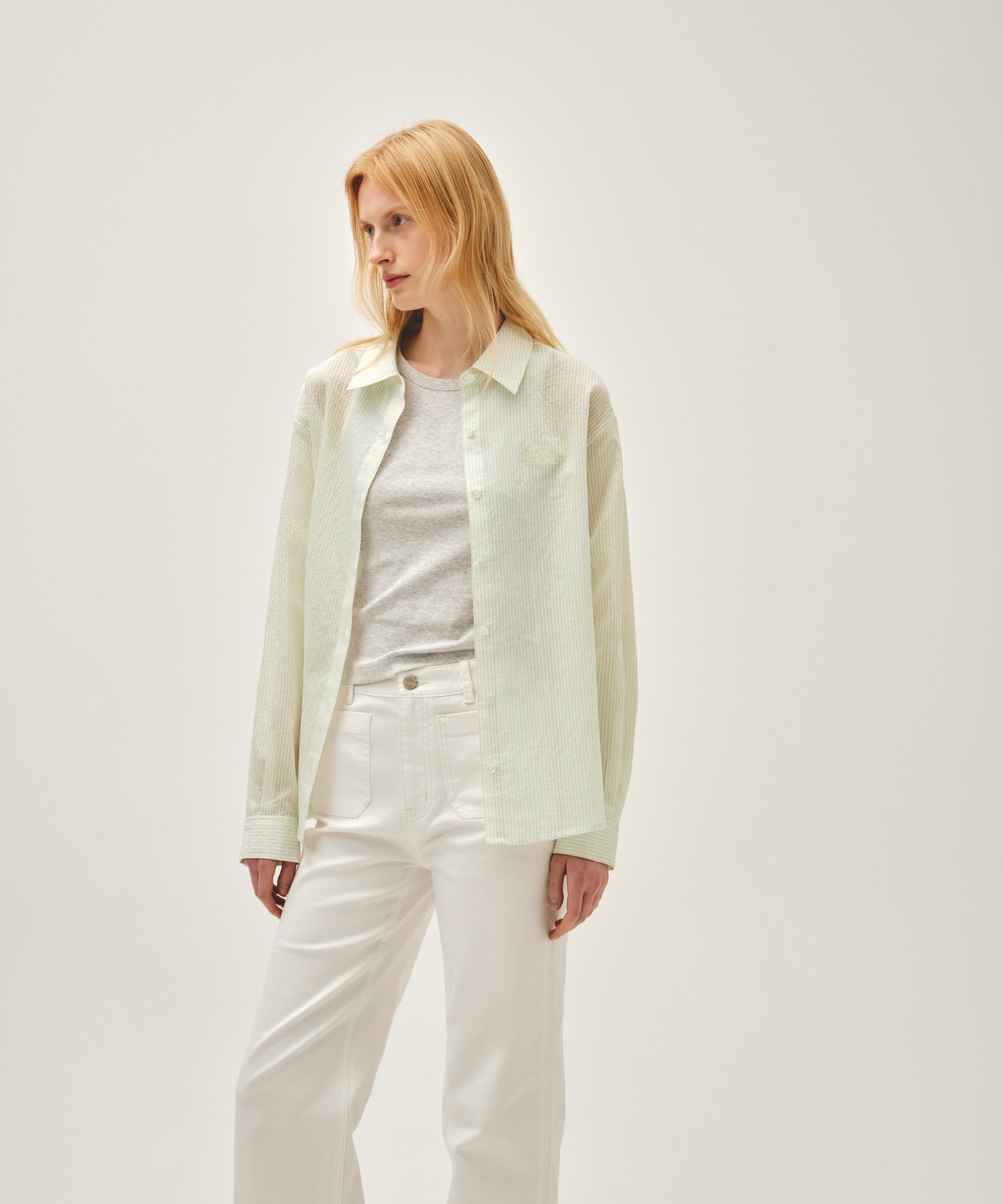 W PATTERN SHEER SHIRT