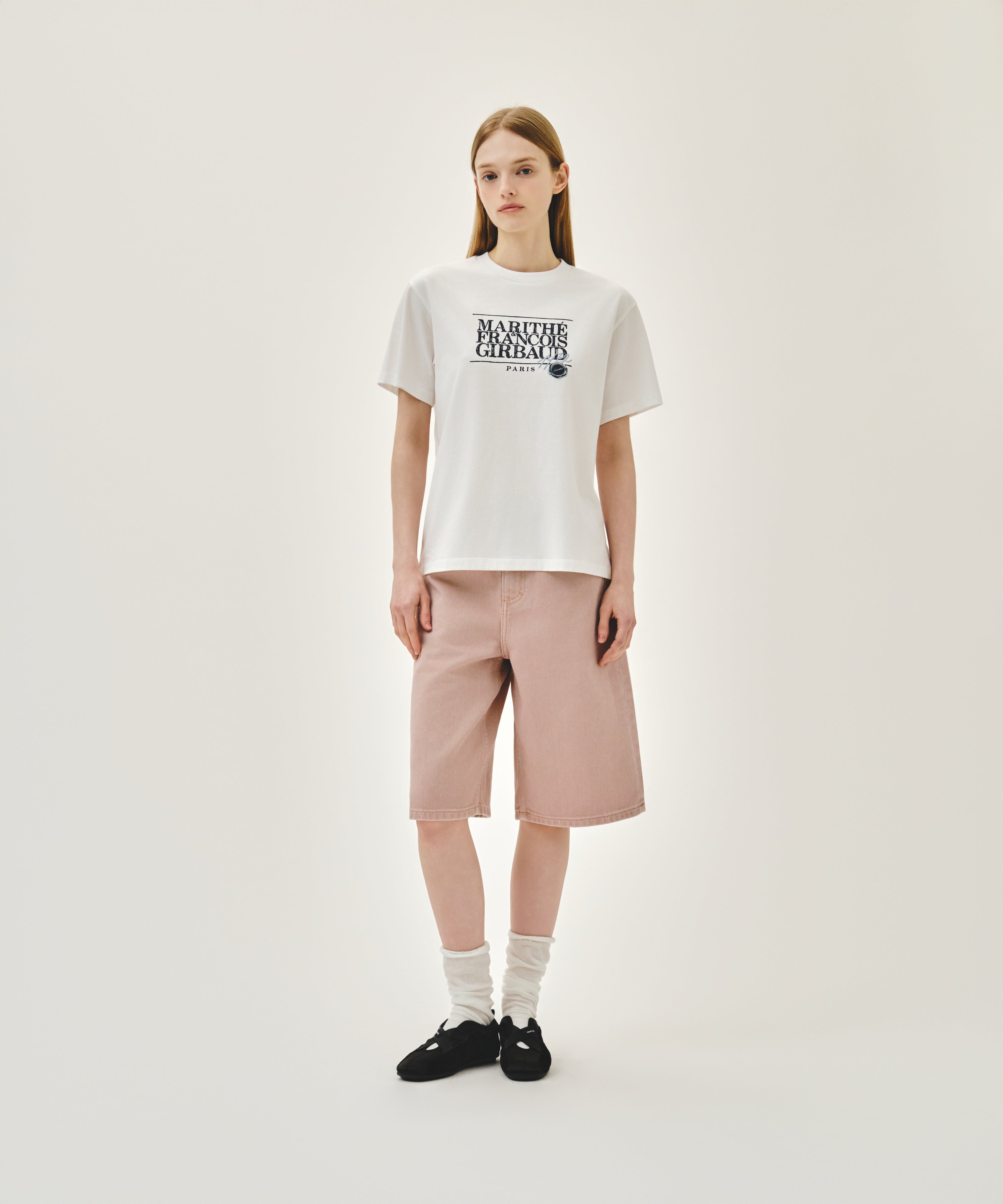 W LONG BERMUDA DENIM PANTS