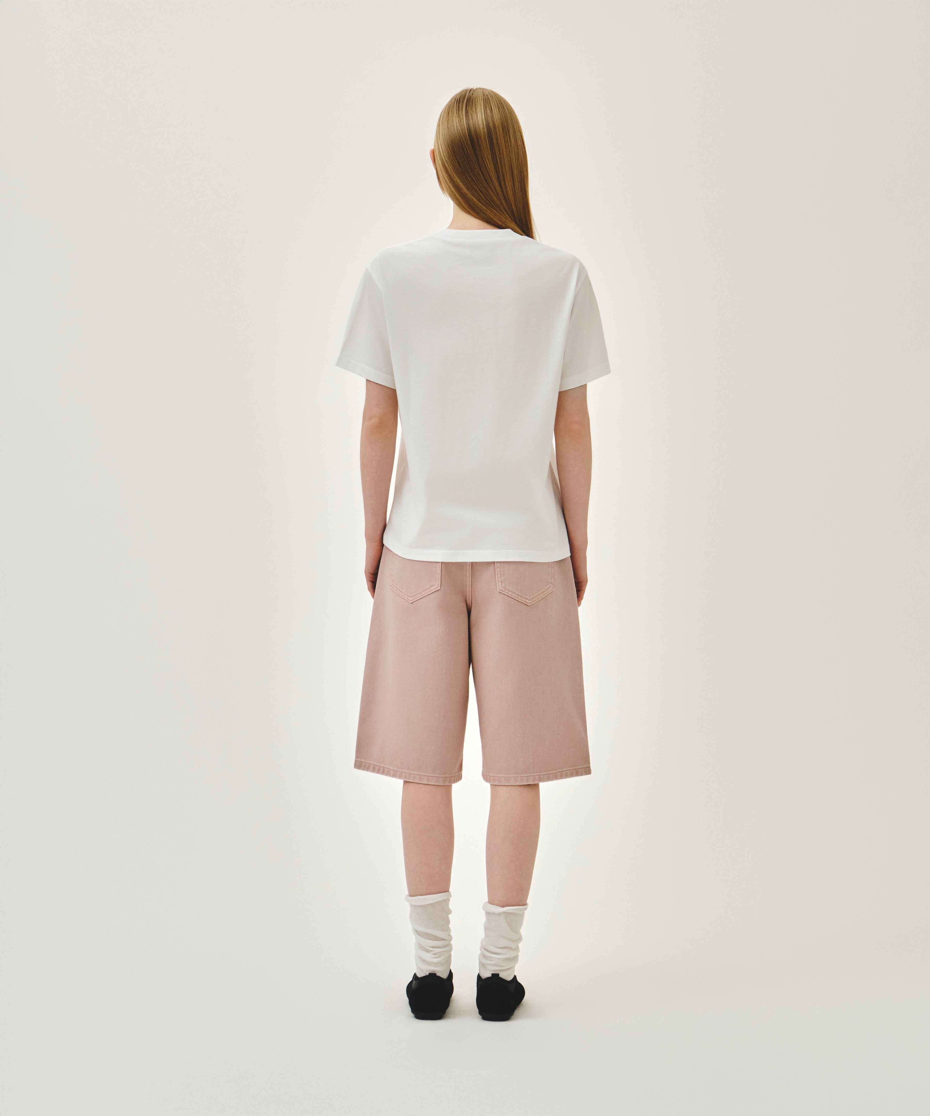 W LONG BERMUDA DENIM PANTS