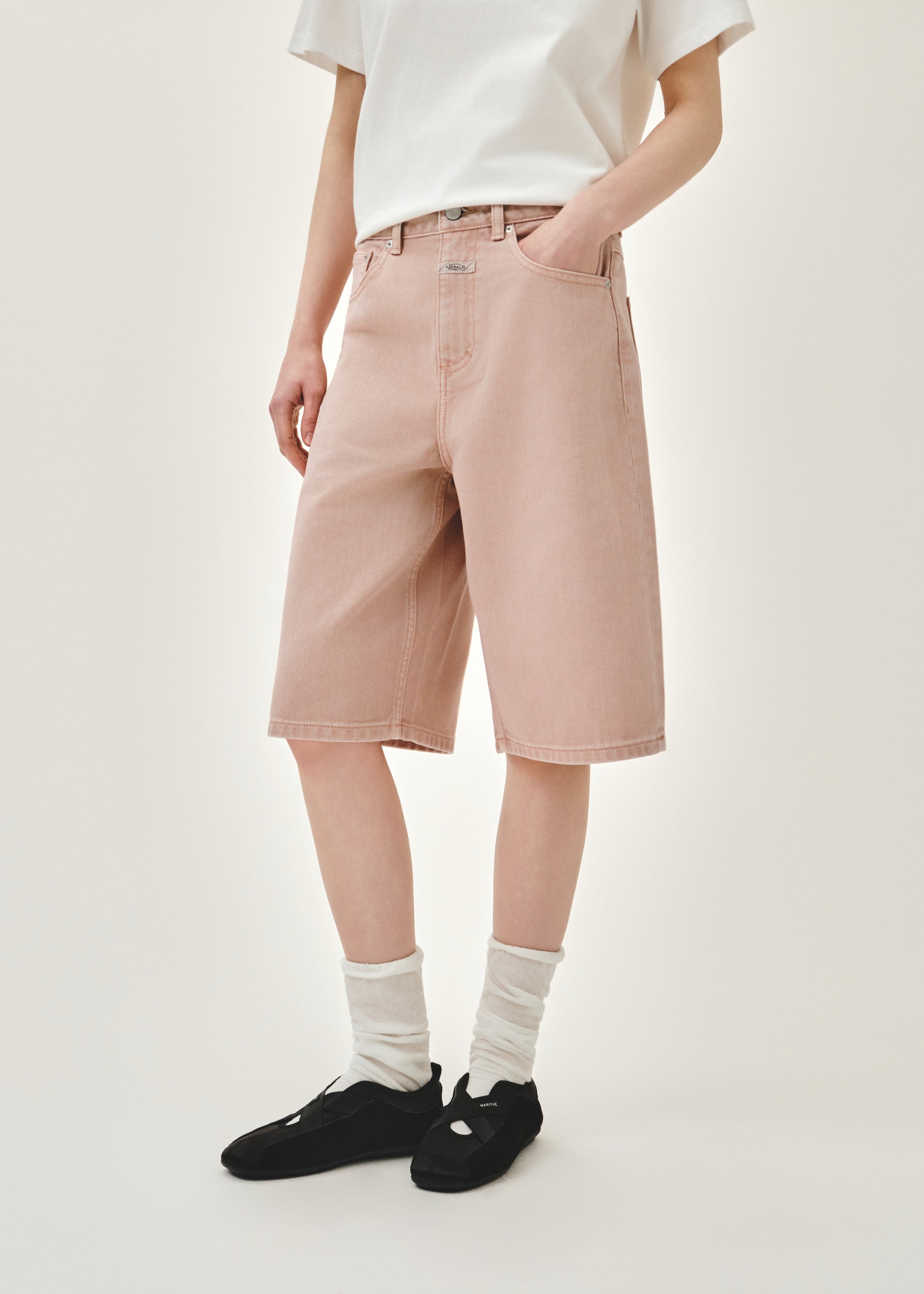 W LONG BERMUDA DENIM PANTS