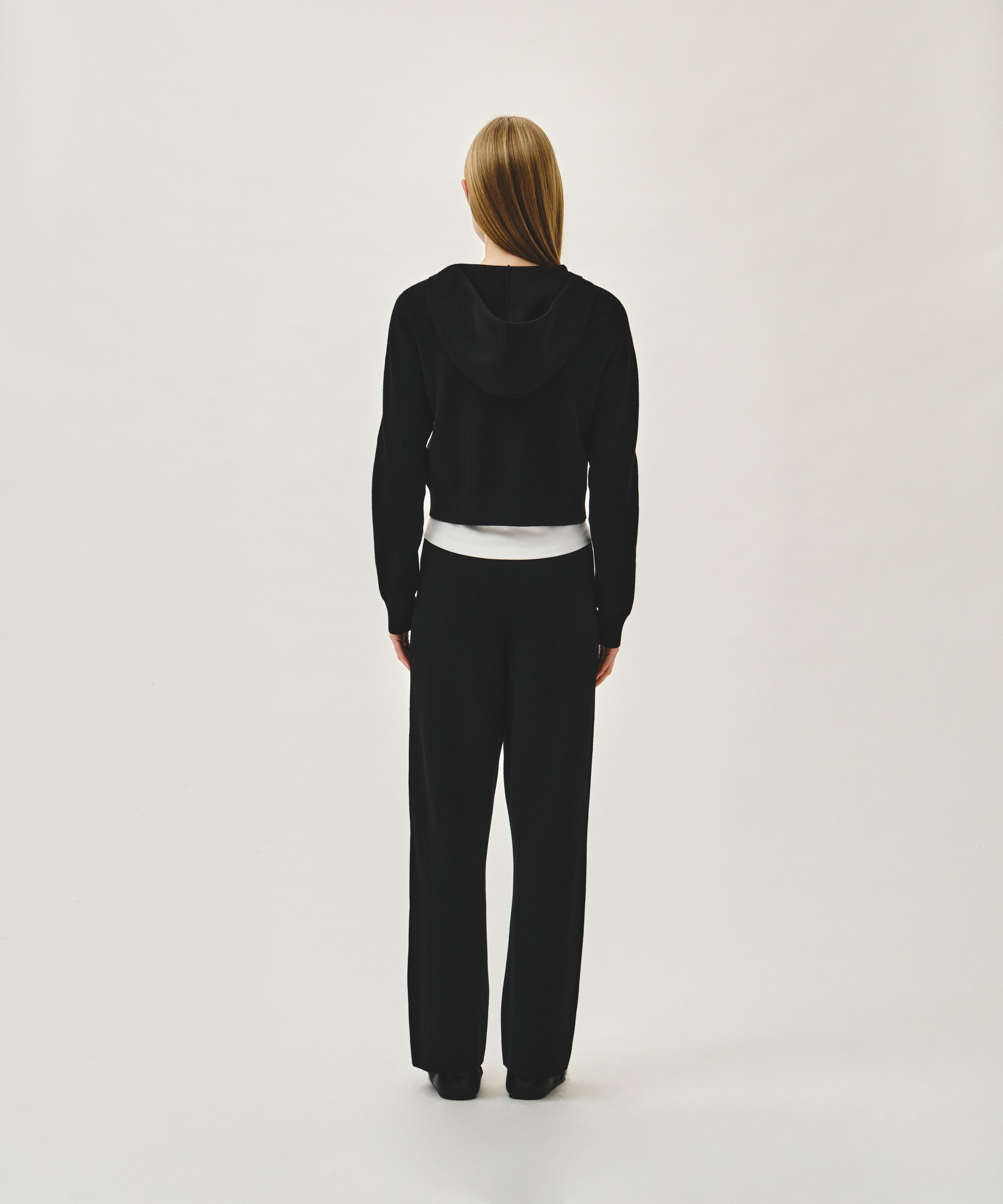 W SMALL CLASSIC LOGO CROP KNIT HOODIE ZIPUP