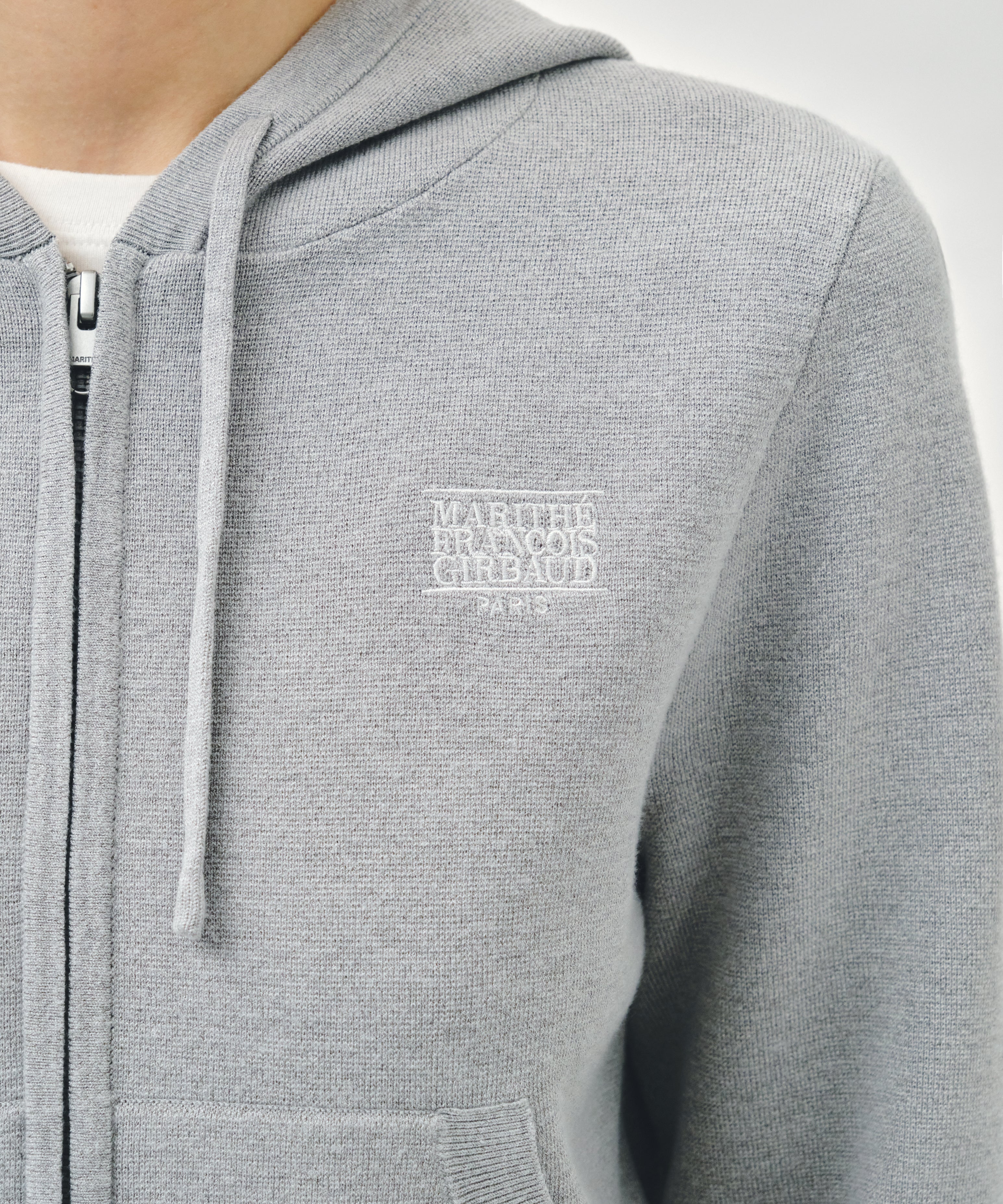 W SMALL CLASSIC LOGO CROP KNIT HOODIE ZIPUP