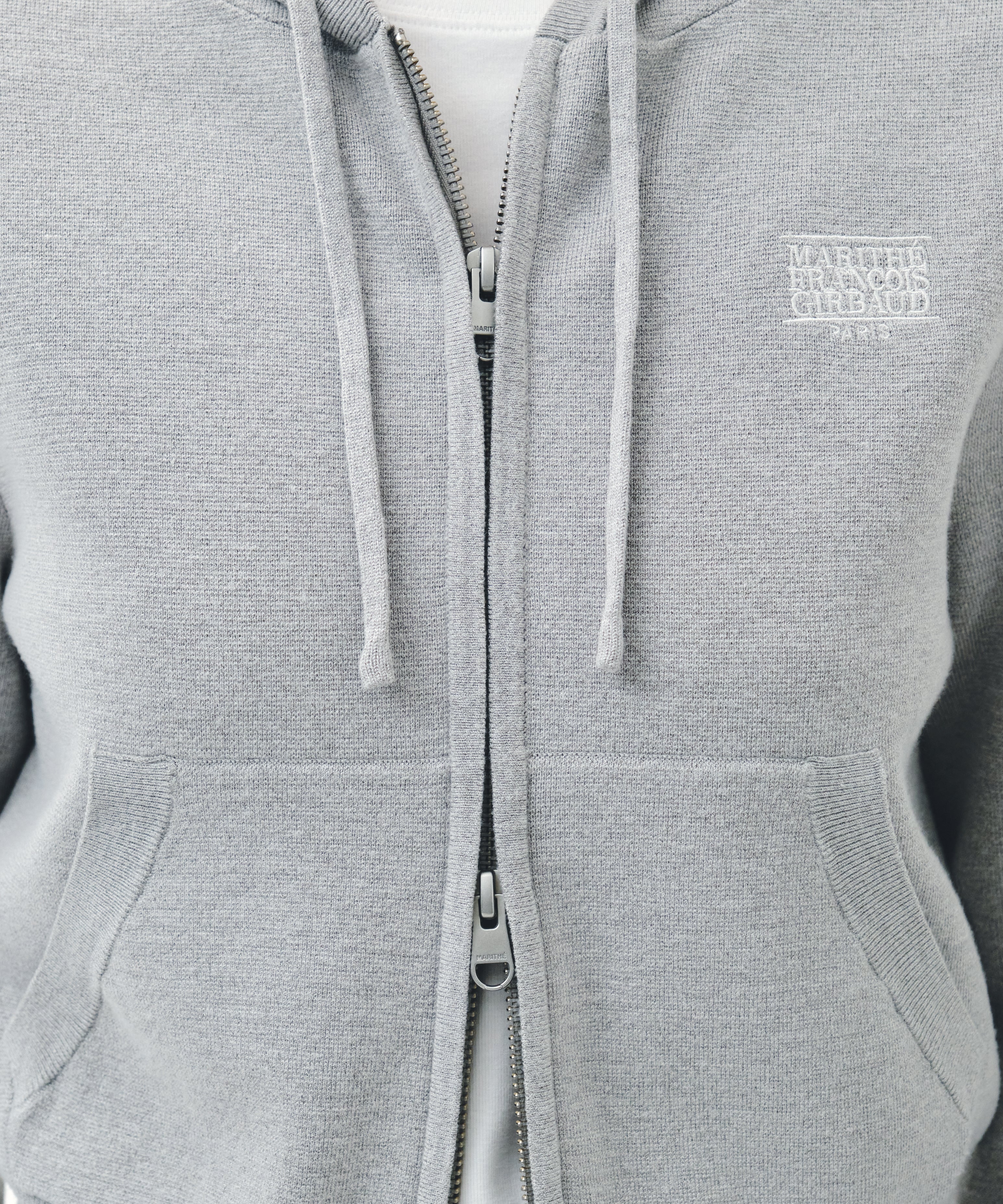 W SMALL CLASSIC LOGO CROP KNIT HOODIE ZIPUP