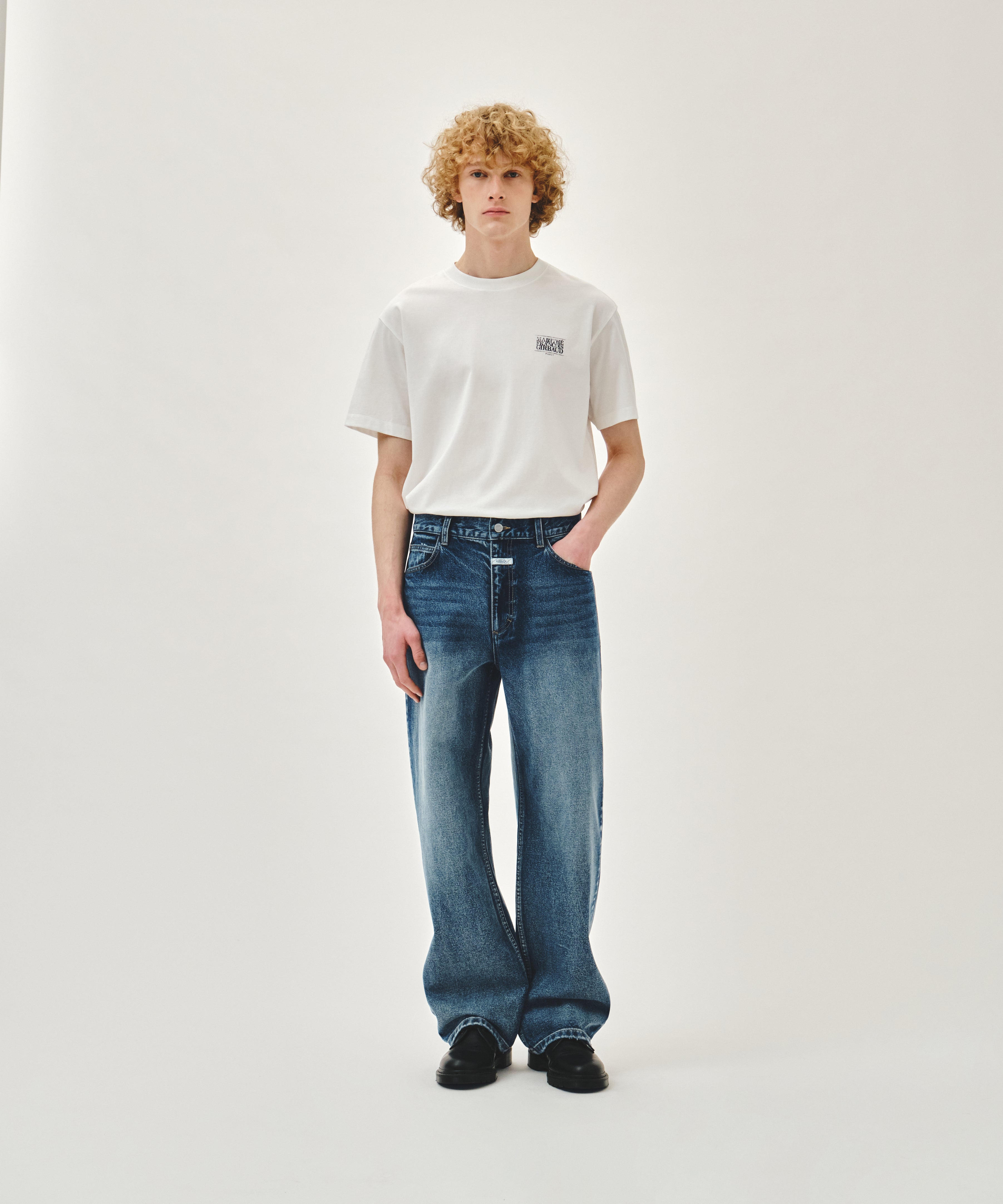 M SEMI-WIDE FIT VINTAGE WASHED DENIM PANTS