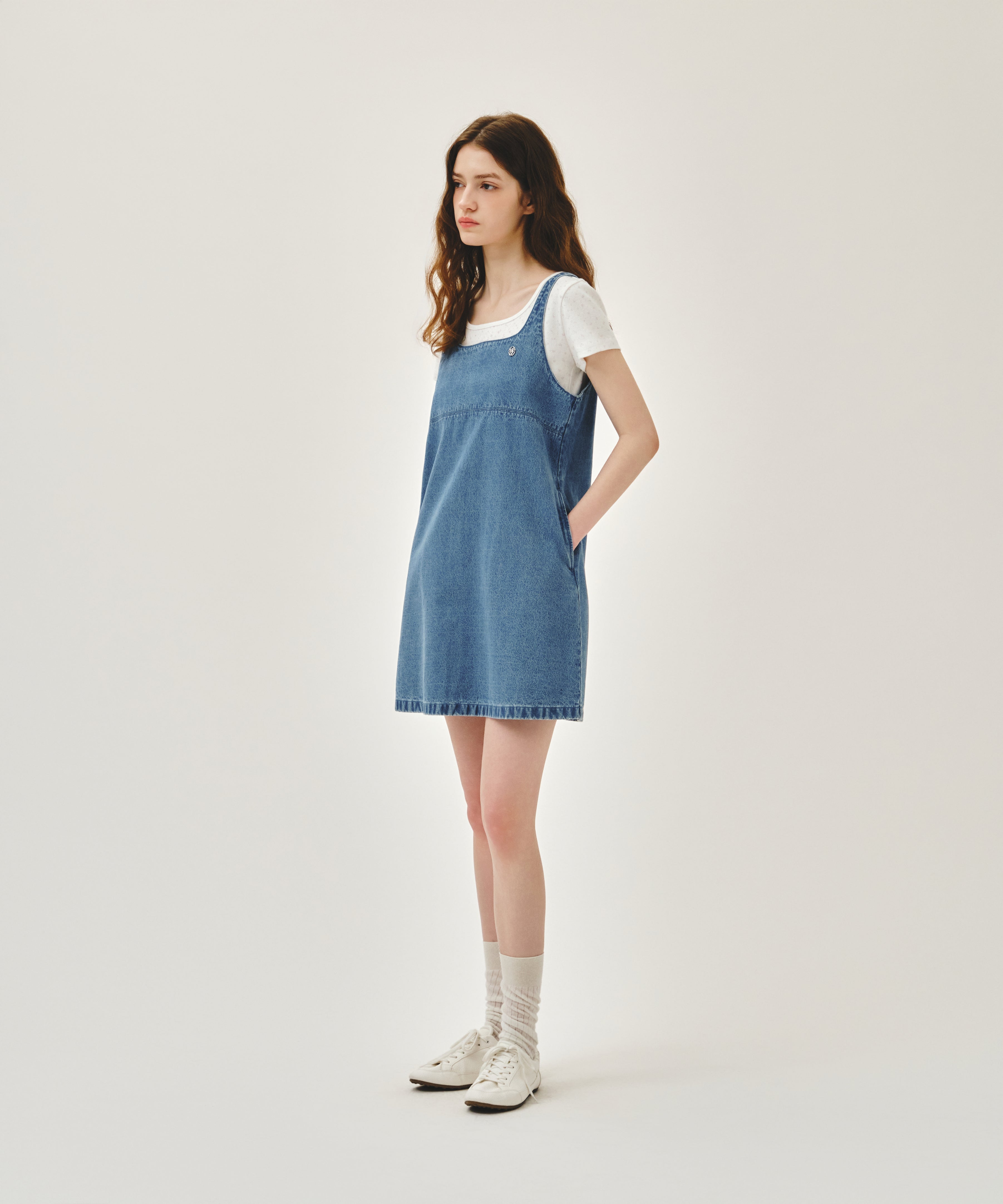 W DENIM SLEEVELESS DRESS