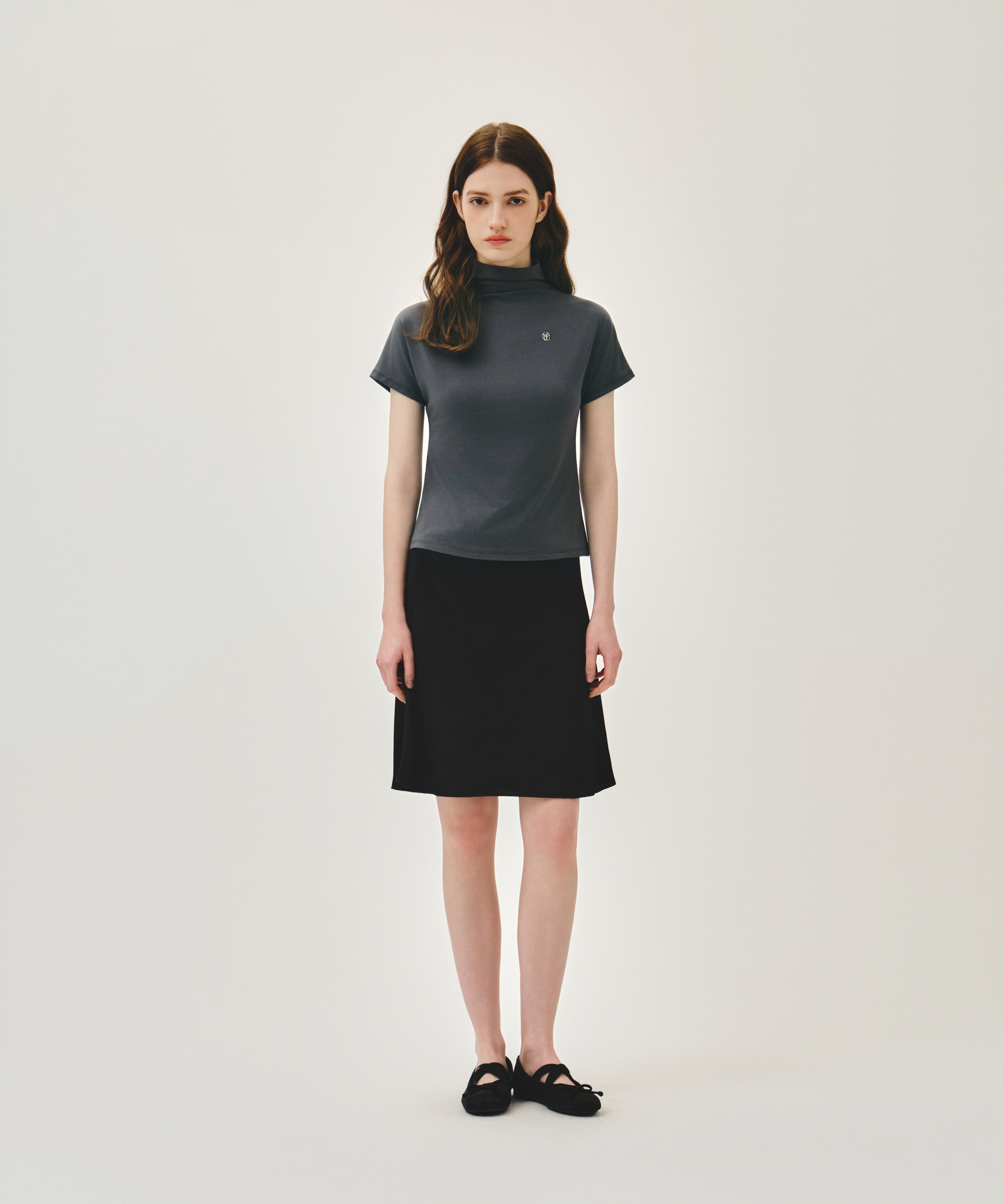 W HALF NECK TEE