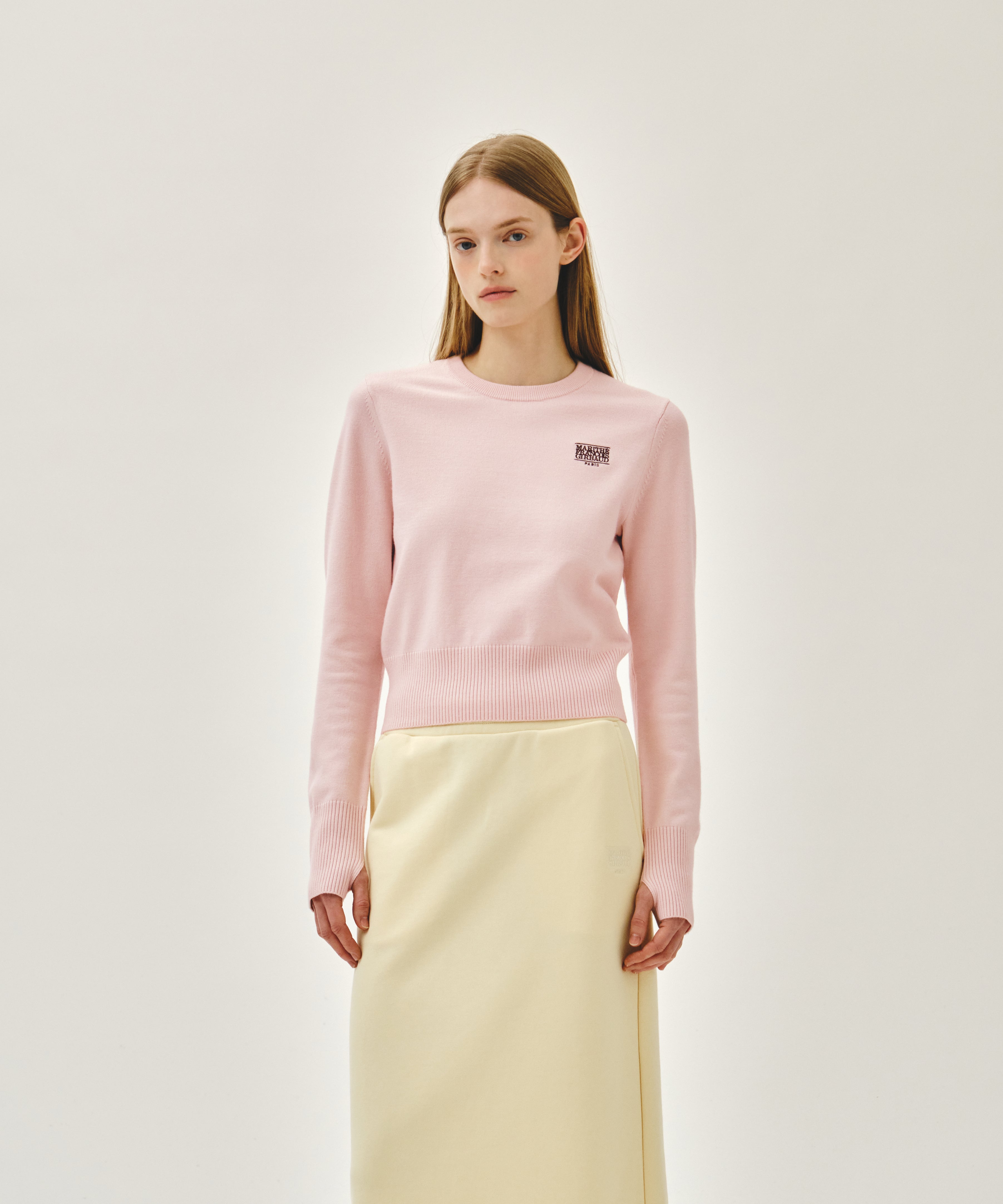 W SMALL CLASSIC LOGO CROP KNIT PULLOVER