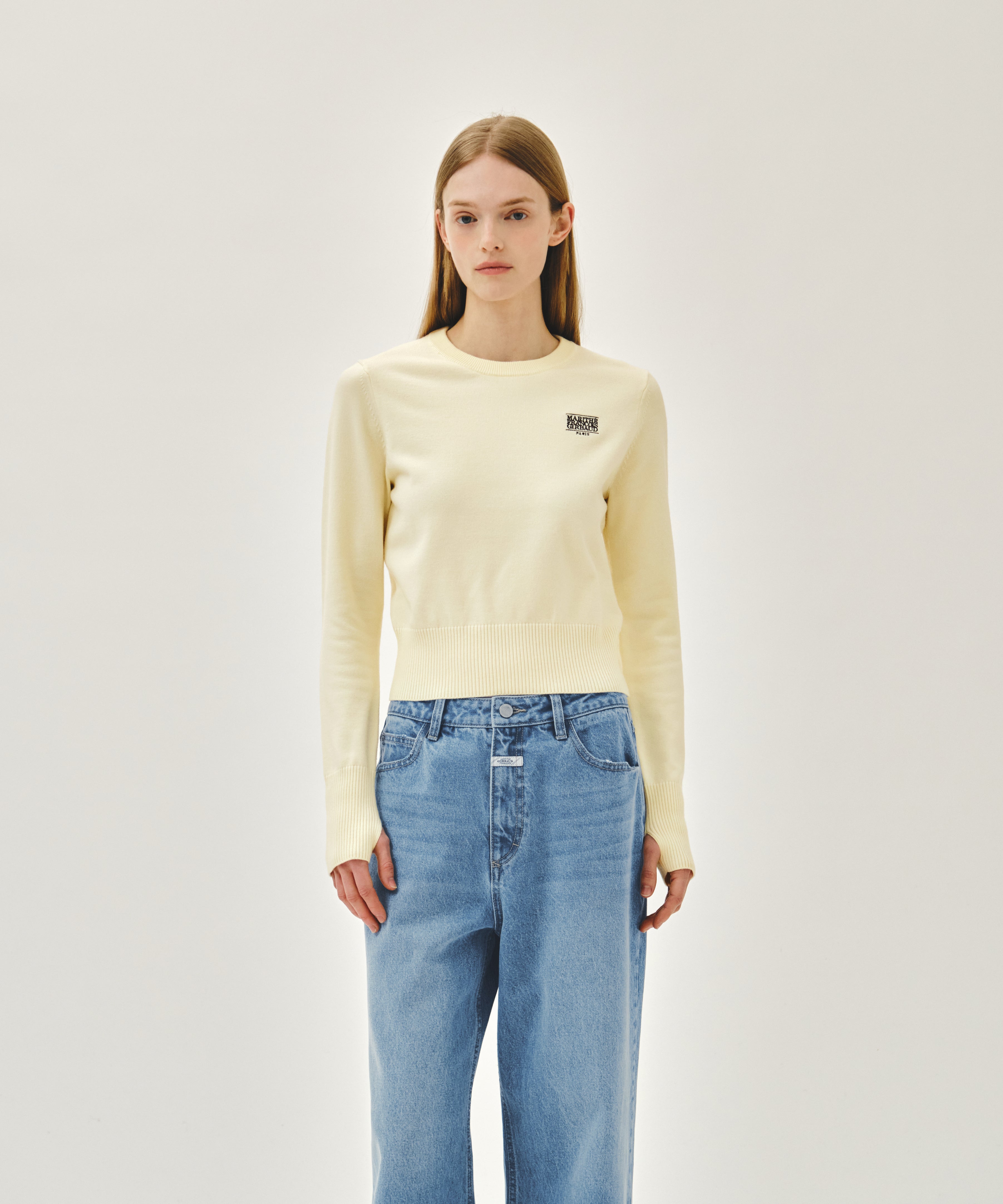 W SMALL CLASSIC LOGO CROP KNIT PULLOVER