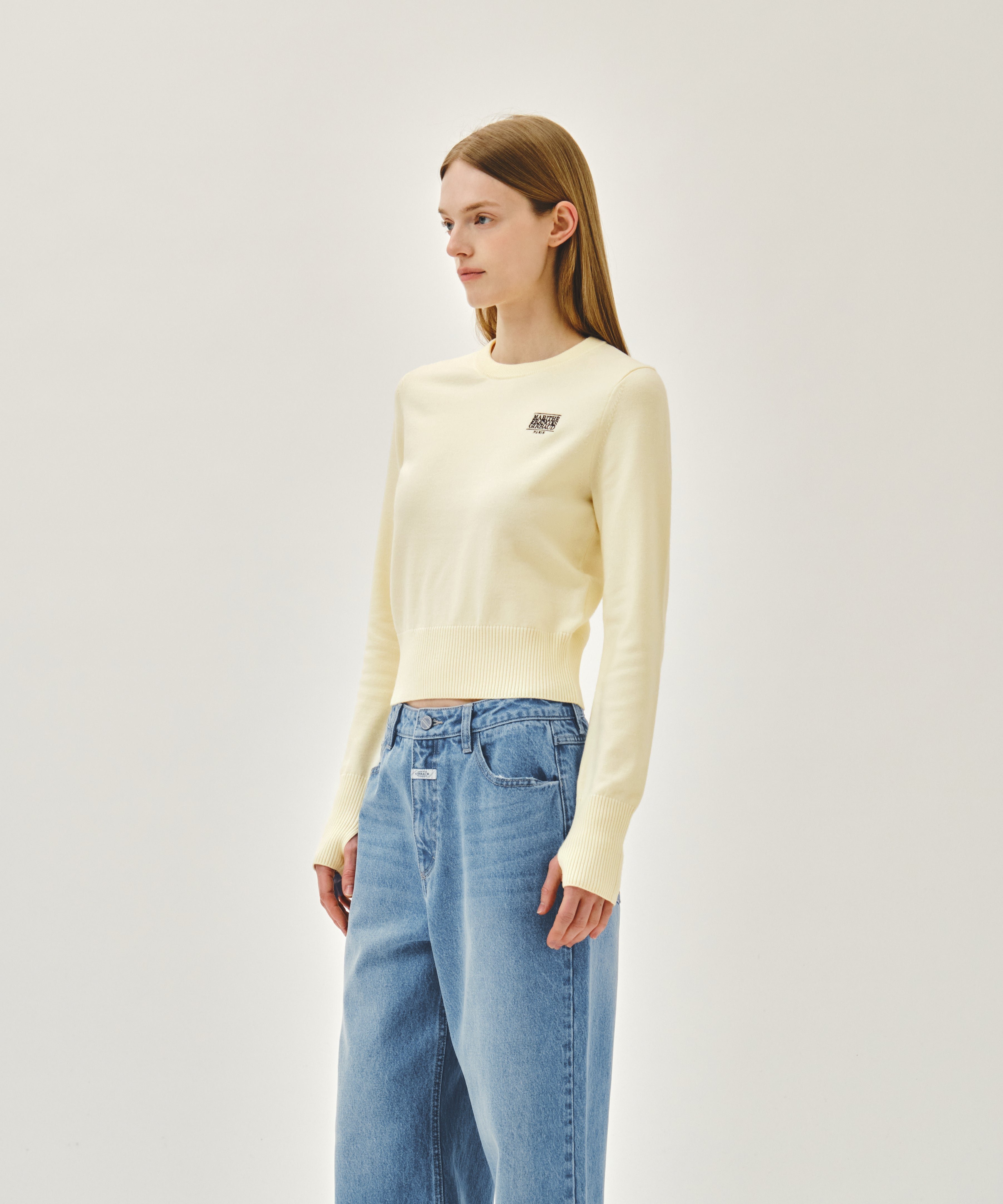 W SMALL CLASSIC LOGO CROP KNIT PULLOVER