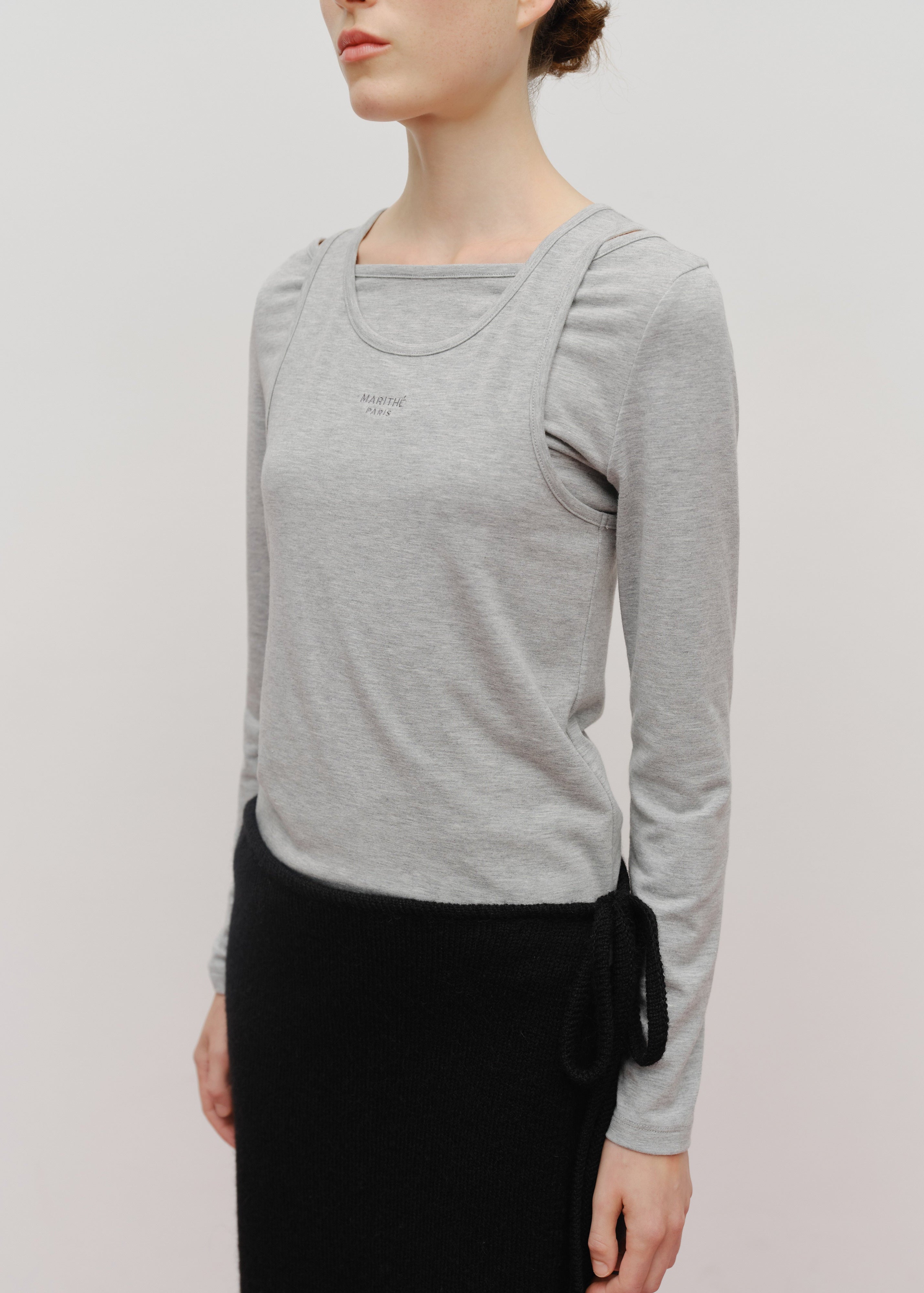W LAYERED SHEER JERSEY LONG SLEEVE