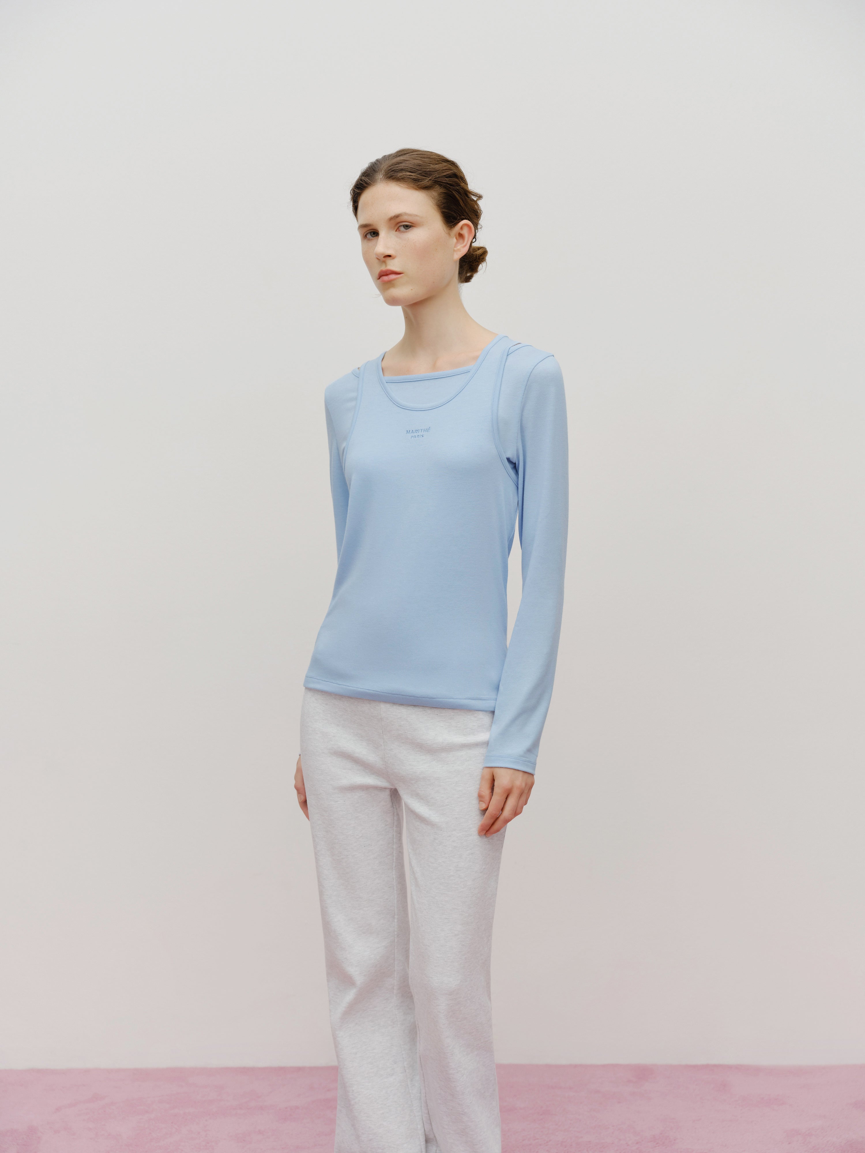 W LAYERED SHEER JERSEY LONG SLEEVE