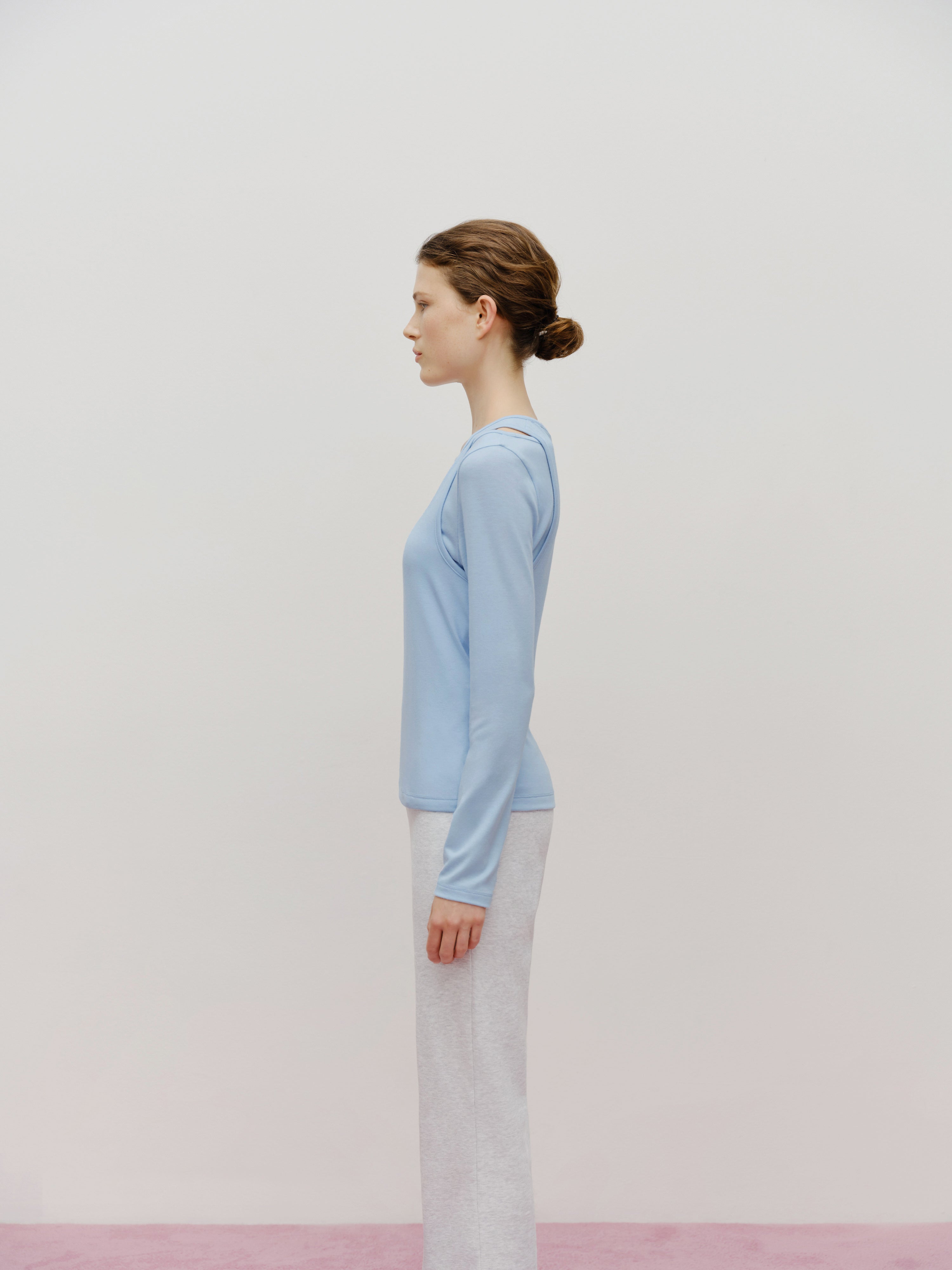 W LAYERED SHEER JERSEY LONG SLEEVE
