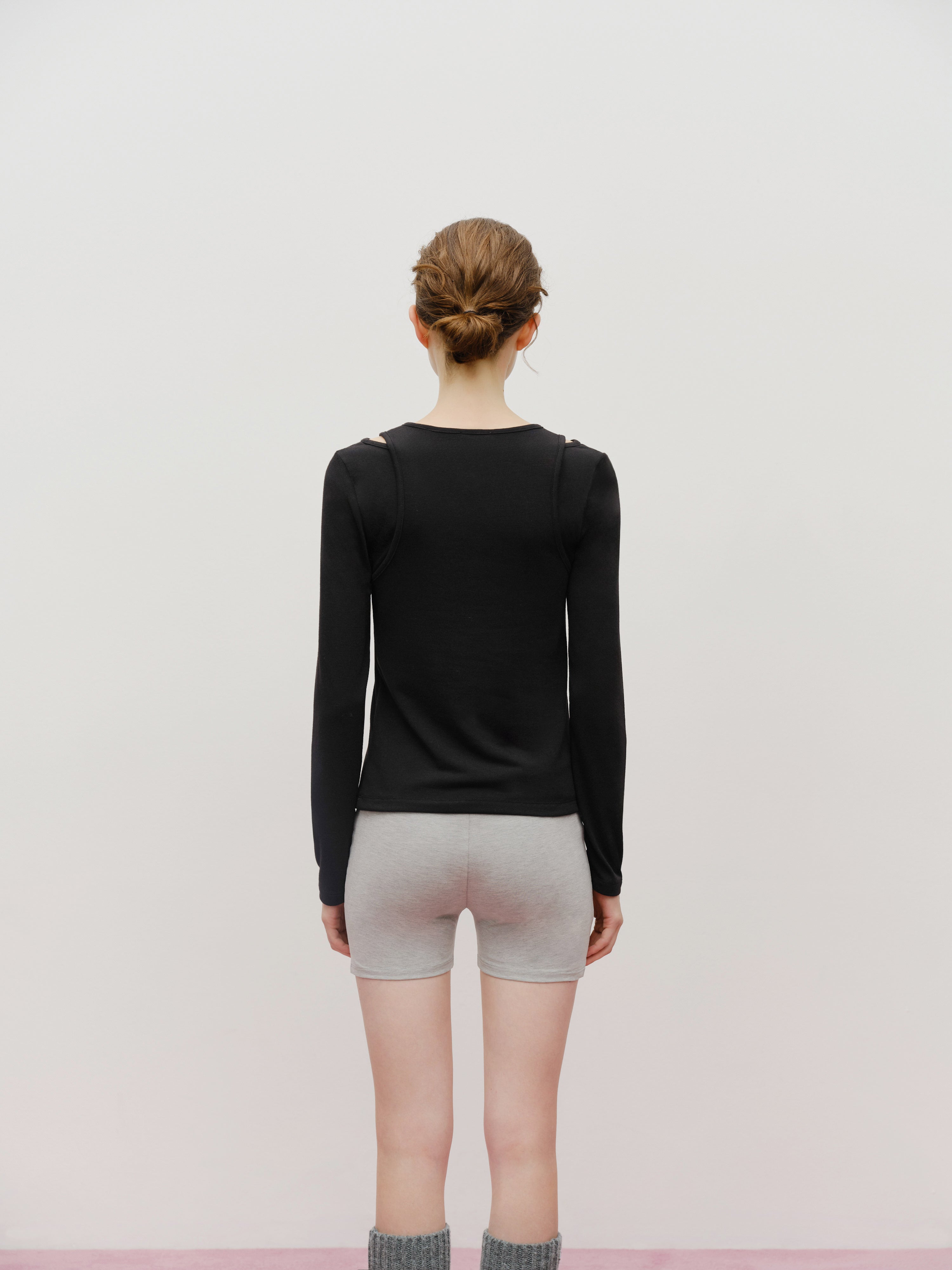 W LAYERED SHEER JERSEY LONG SLEEVE