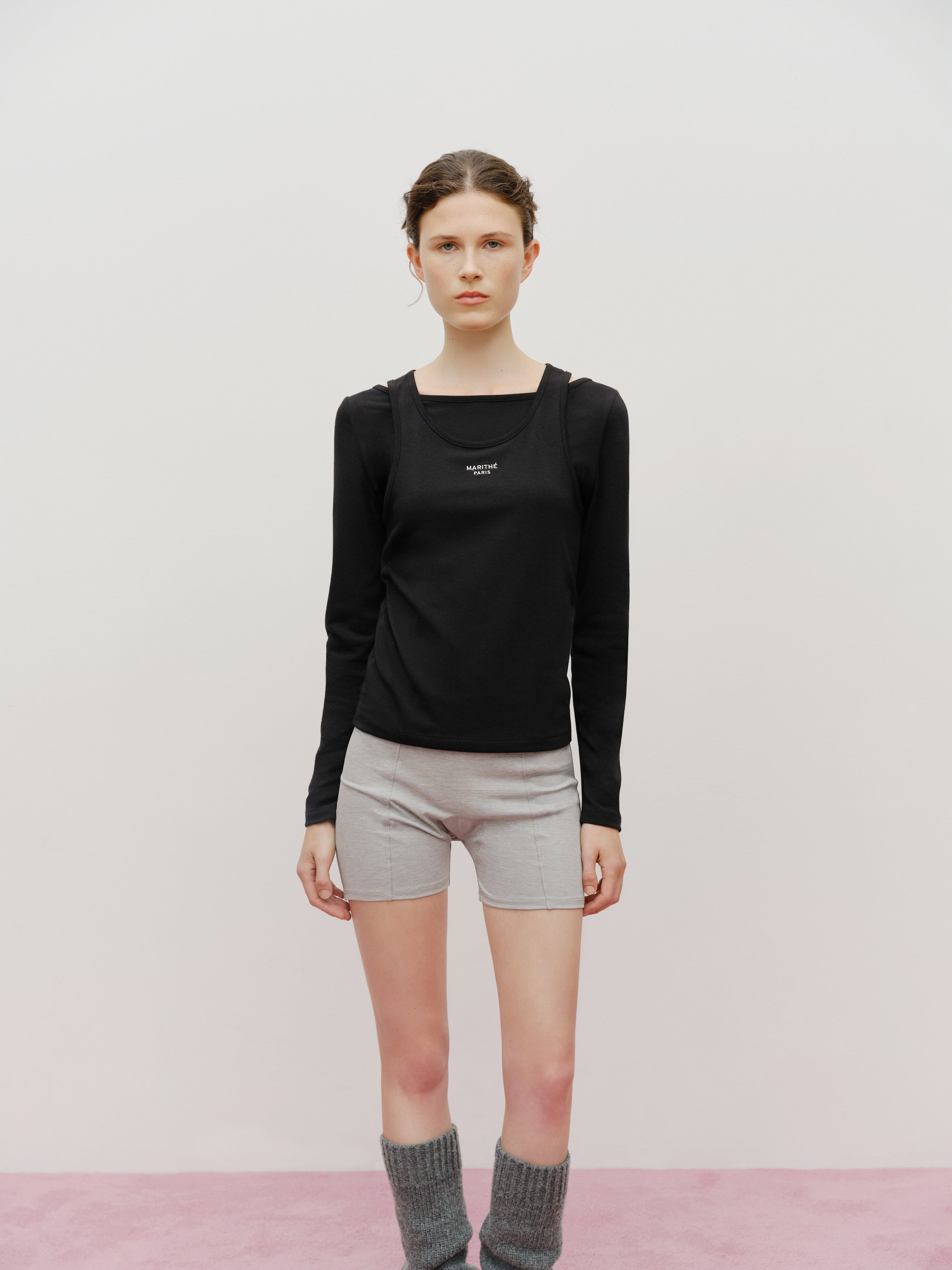 W LAYERED SHEER JERSEY LONG SLEEVE