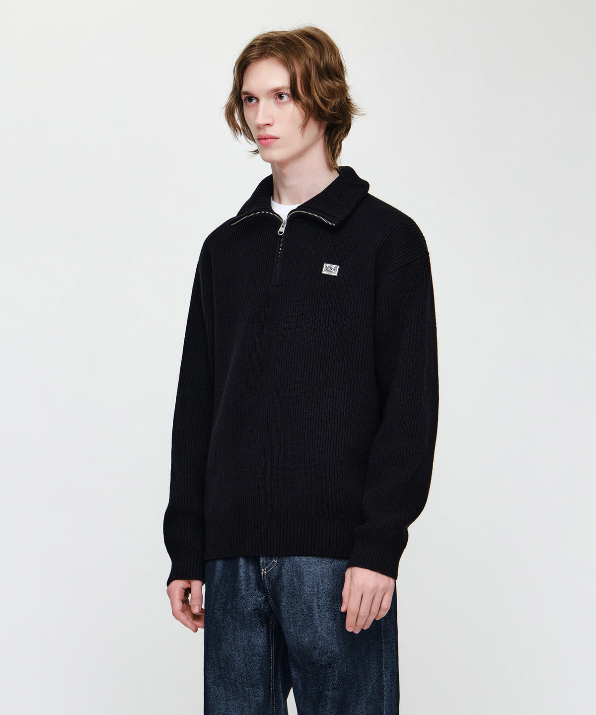 SMALL CLASSIC LOGO OVERSIZED HALF ZIP-UP KNIT