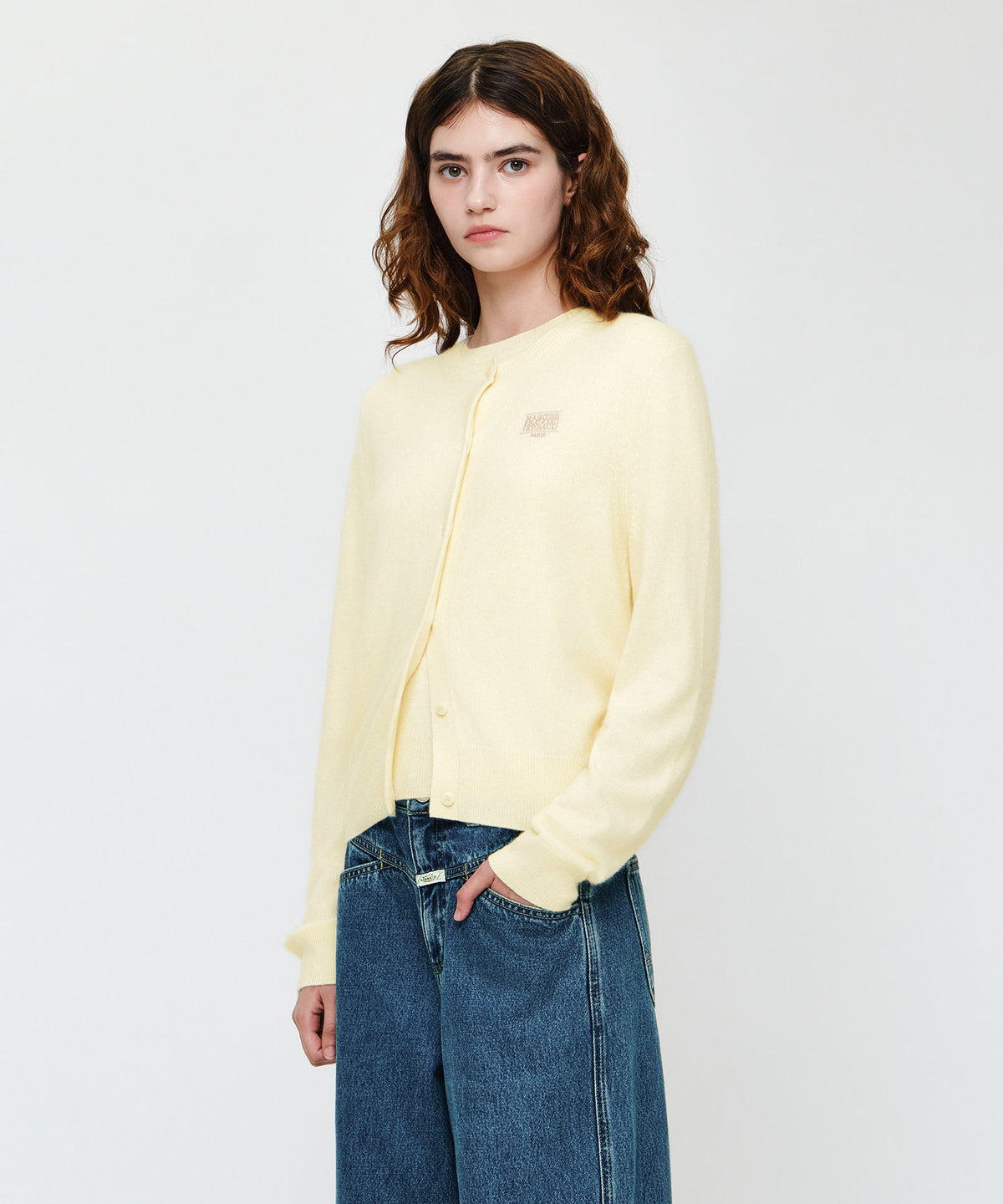 W SMALL CLASSIC LOGO ROUND NECK CARDIGAN SET UP