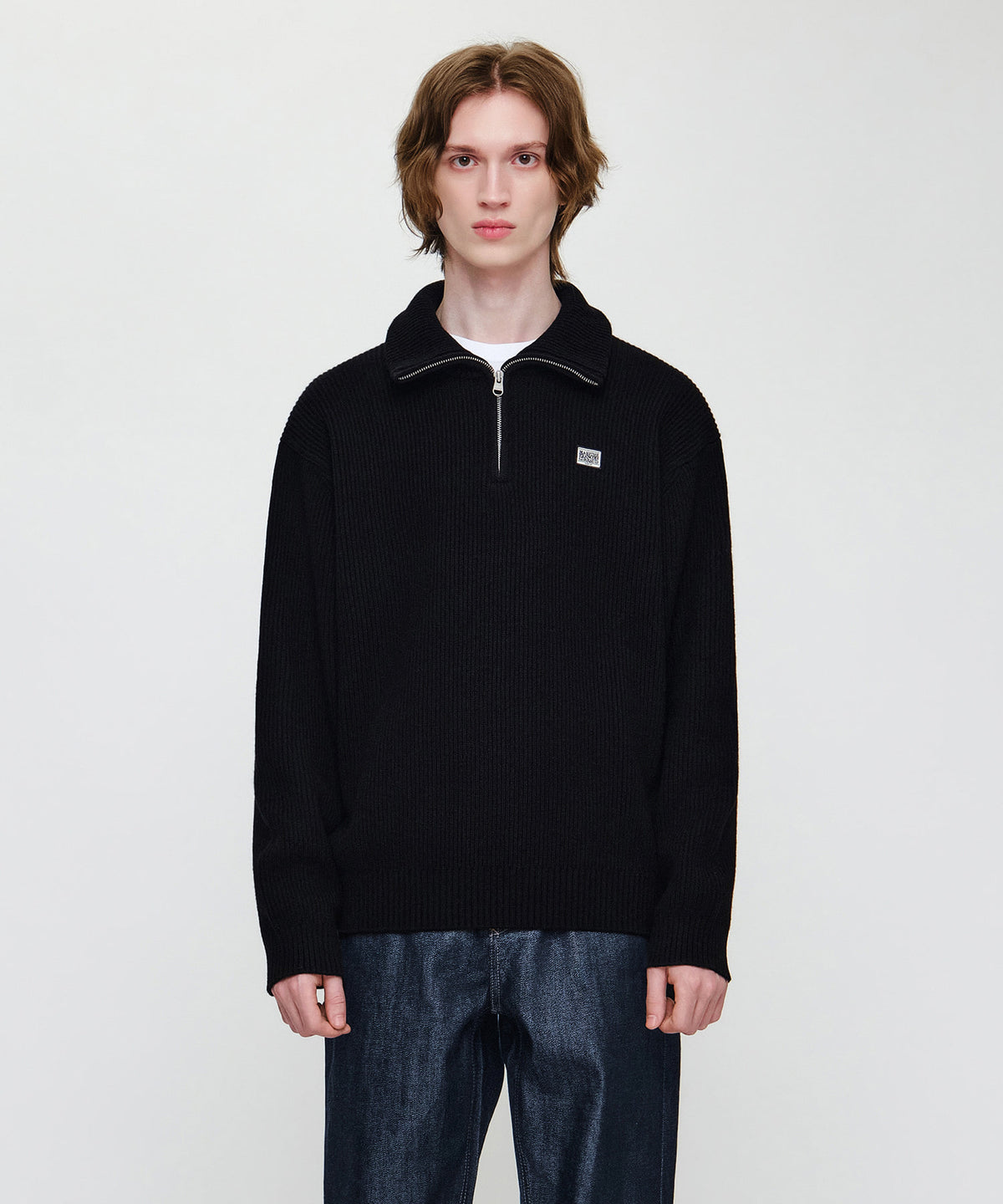 SMALL CLASSIC LOGO OVERSIZED HALF ZIP-UP KNIT