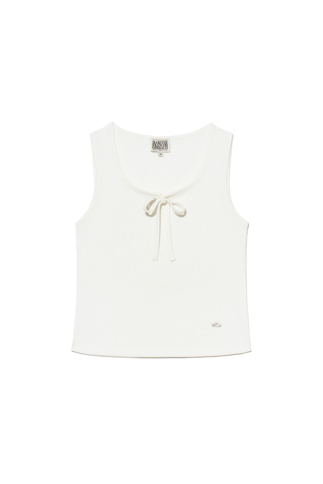 W CUT-OUT RIBBON CROP SLEEVELESS TEE