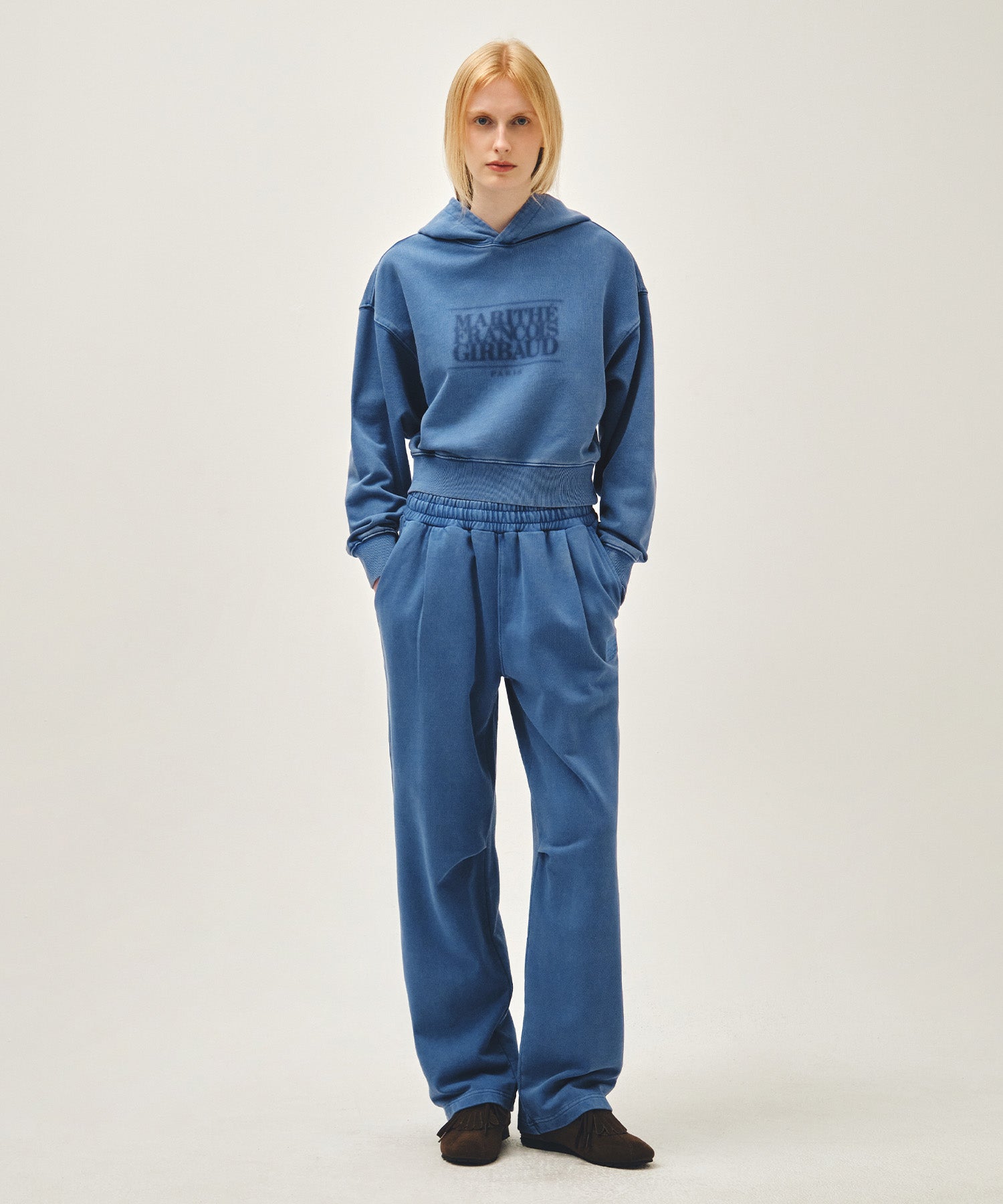 W SHADOW CLASSIC LOGO DYEING CROP HOODIE