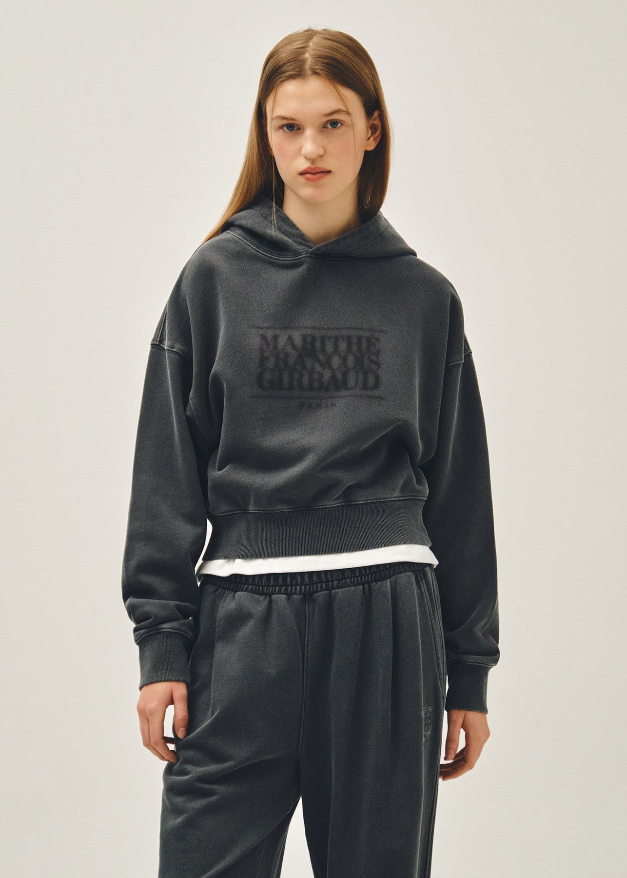 W SHADOW CLASSIC LOGO DYEING CROP HOODIE