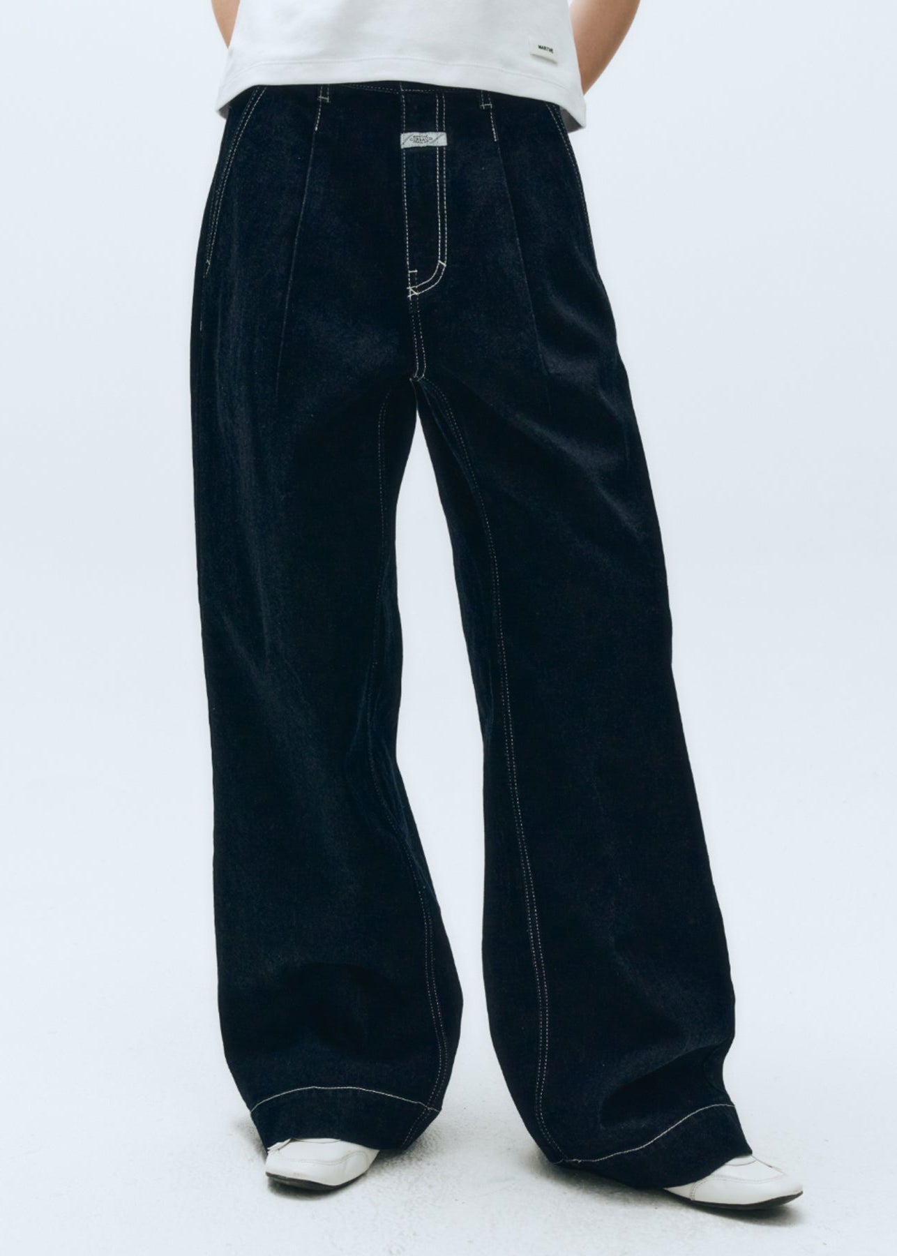 W MID-WAIST FLARED DENIM PANTS