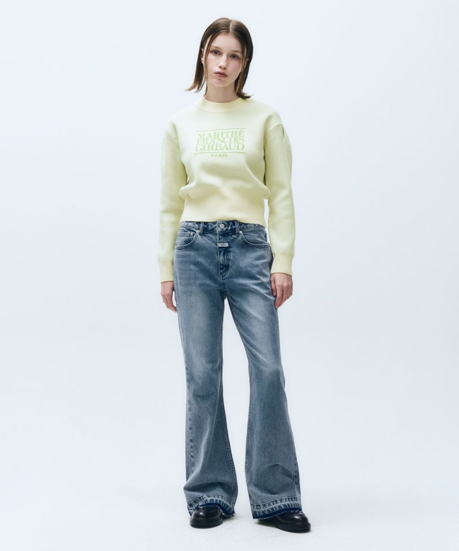 W MID-WAIST FLARED DENIM PANTS