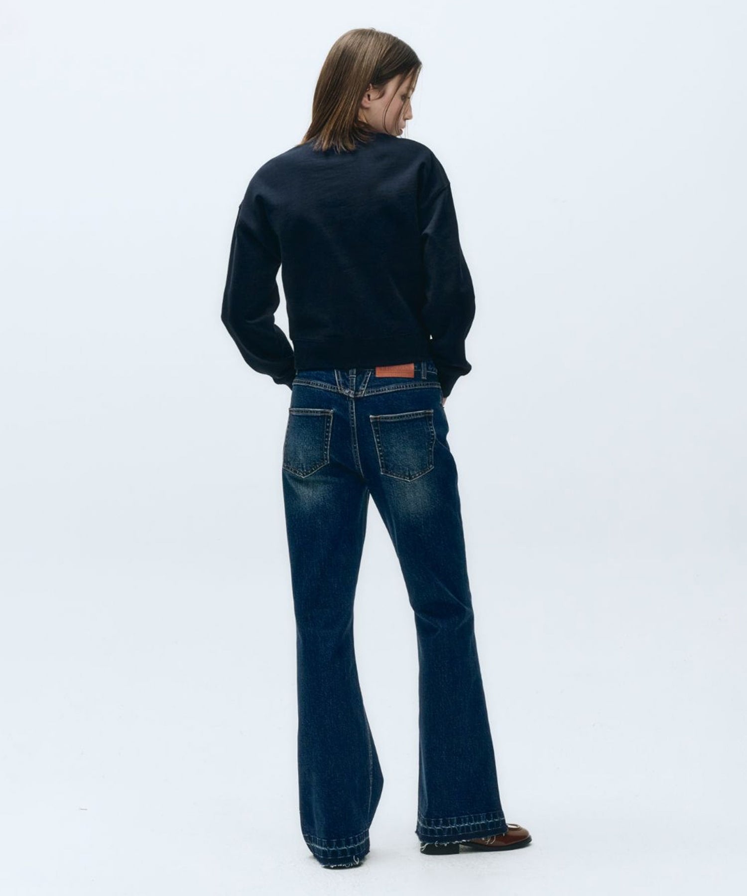 W MID-WAIST FLARED DENIM PANTS