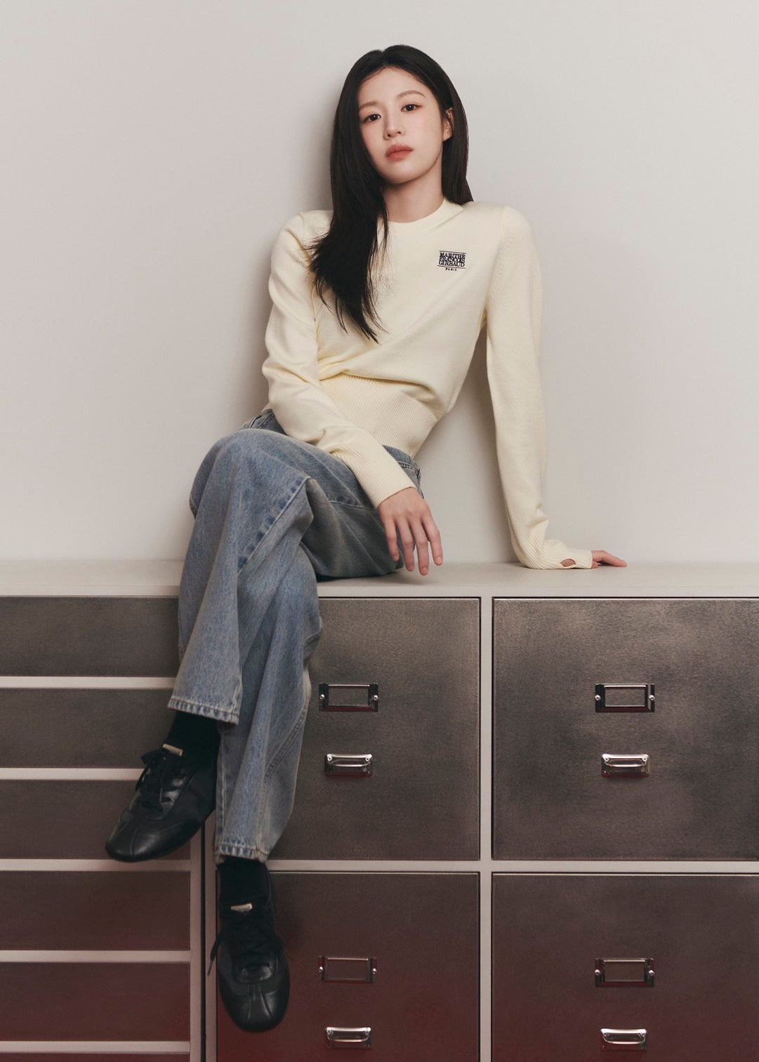 W SMALL CLASSIC LOGO CROP KNIT PULLOVER