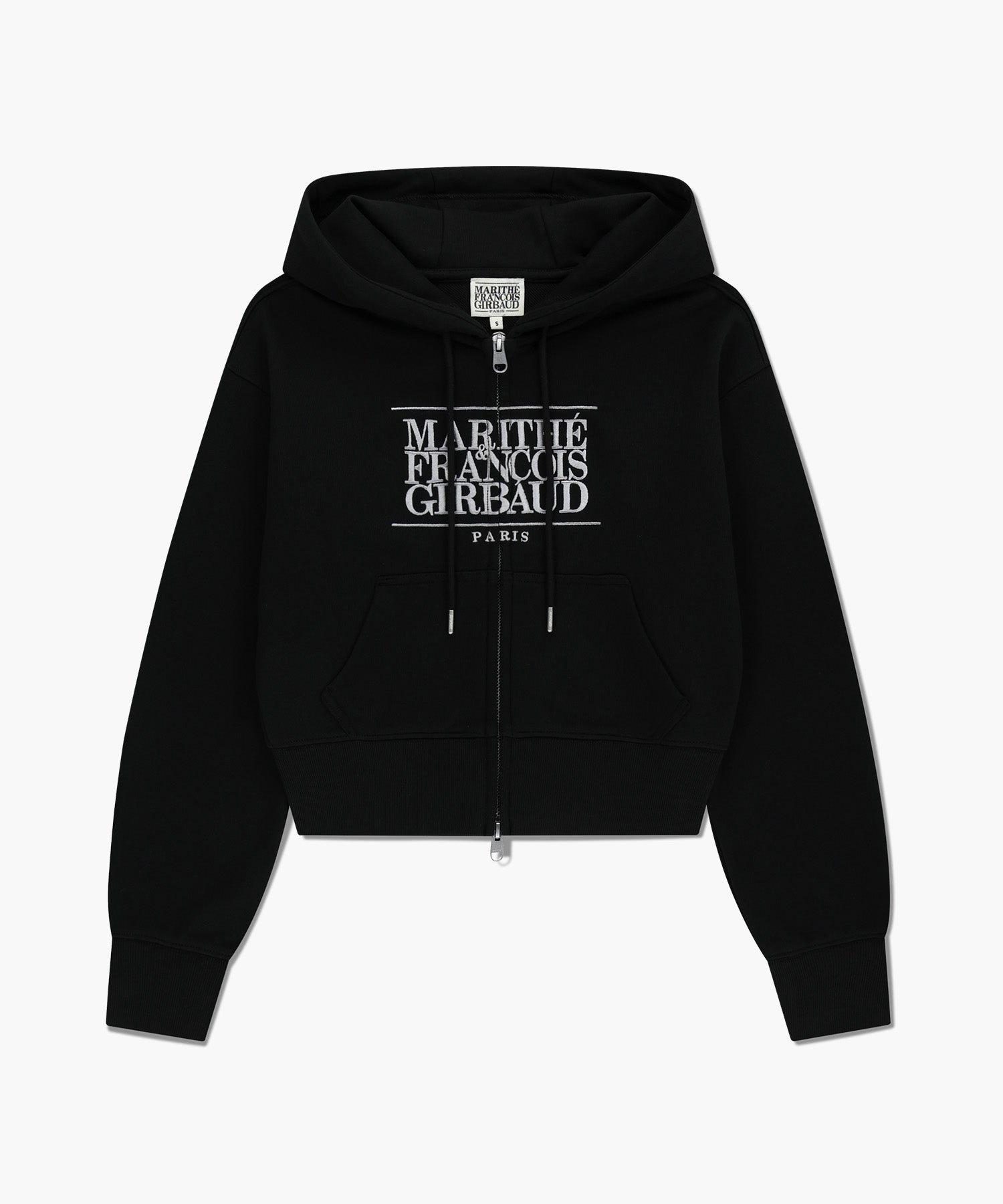 W EMBROIDERY CLASSIC LOGO CROP HOODIE ZIPUP