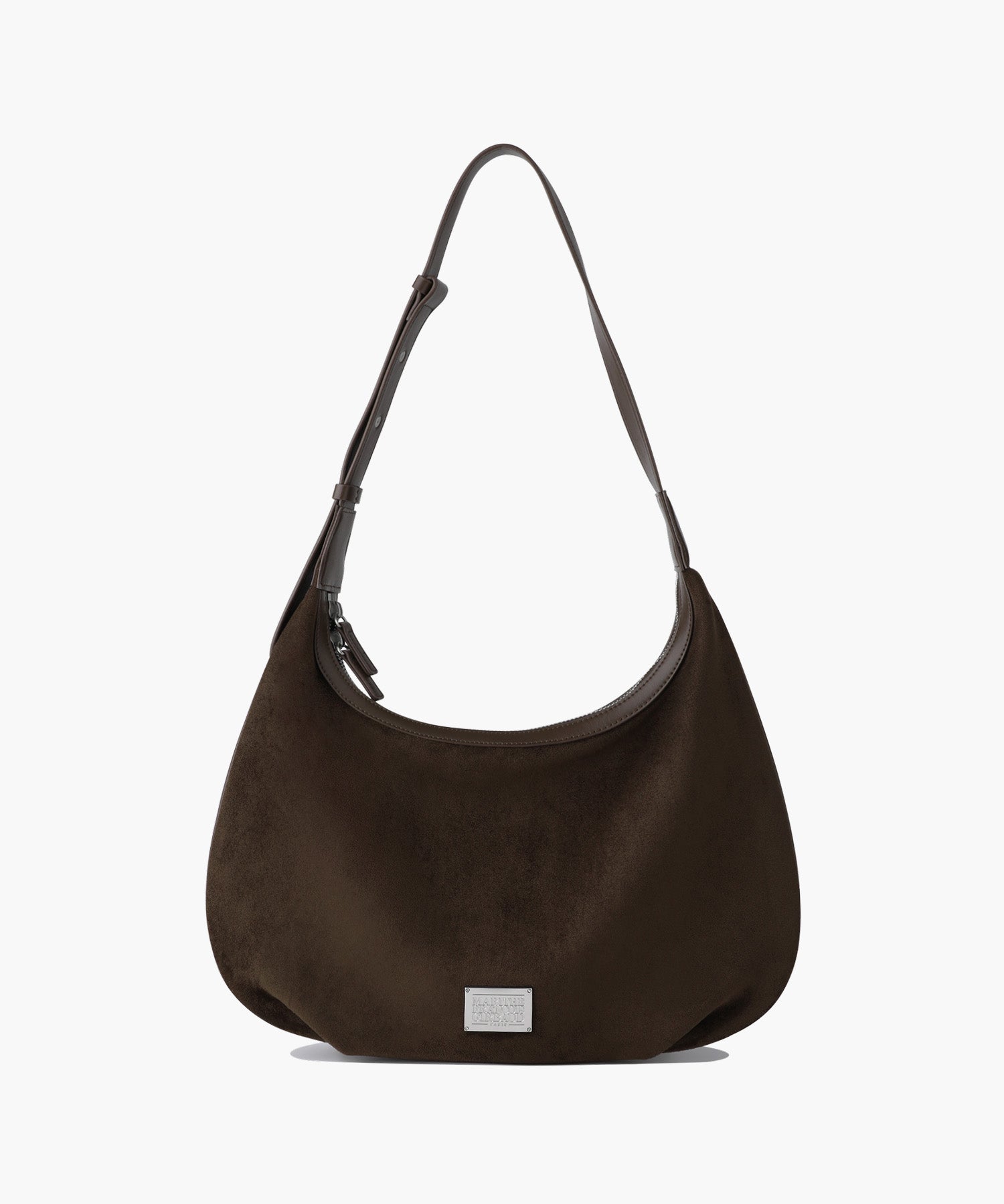 CLASSIC LOGO ROUND SUEDE SHOULDER BAG