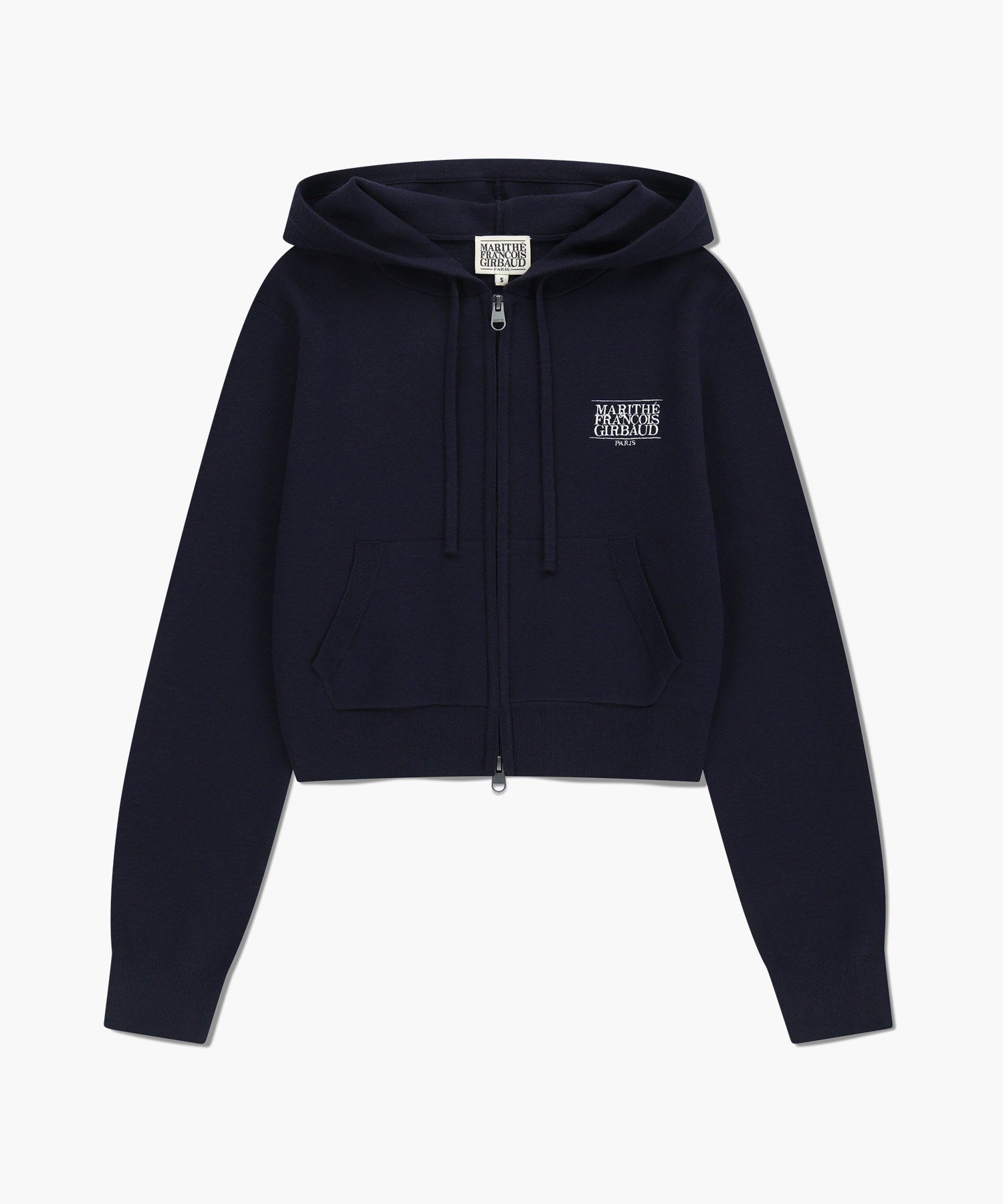 W CLASSIC LOGO CROP KNIT HOODIE ZIPUP