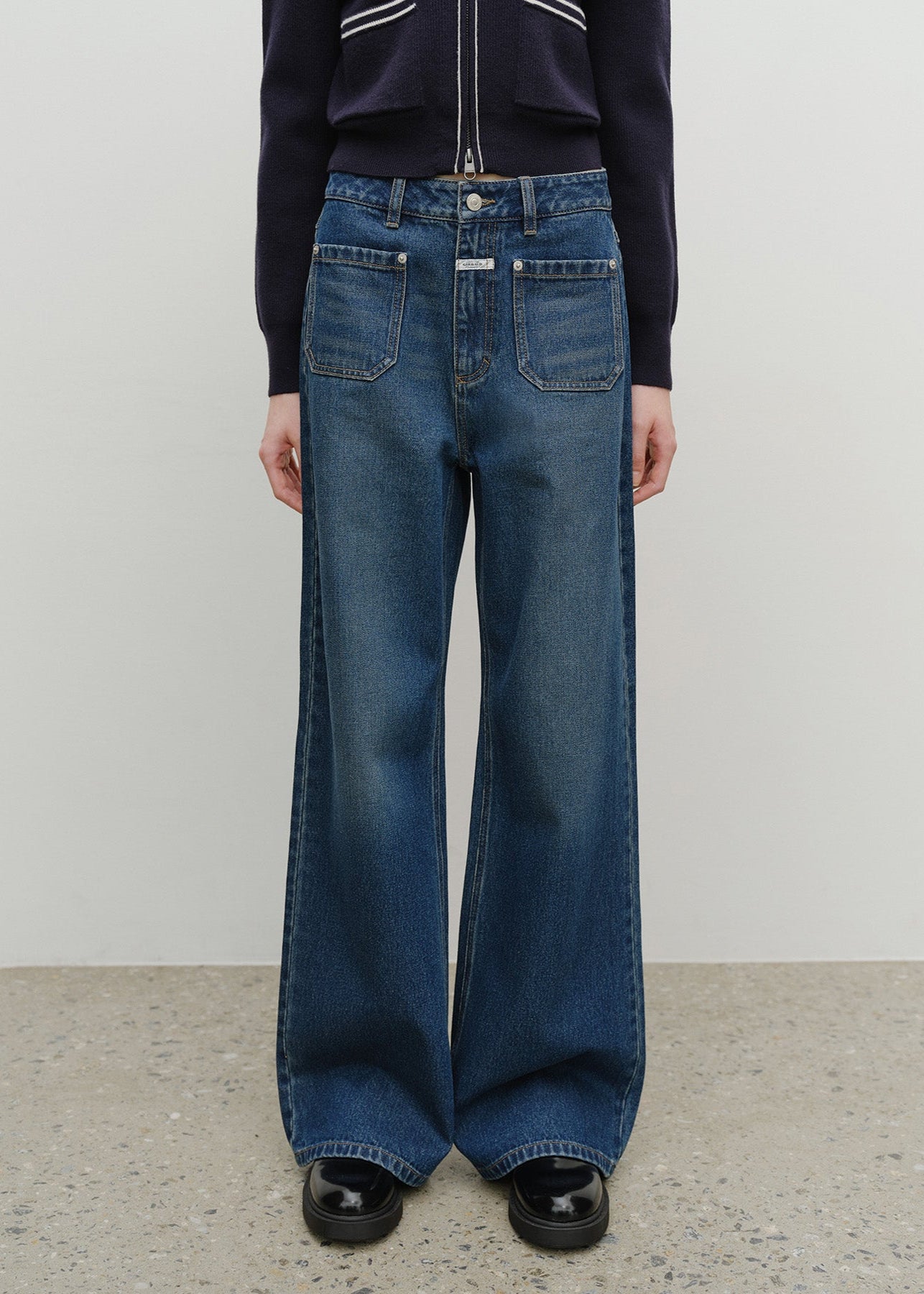 W SEMI-WIDE DENIM PANTS