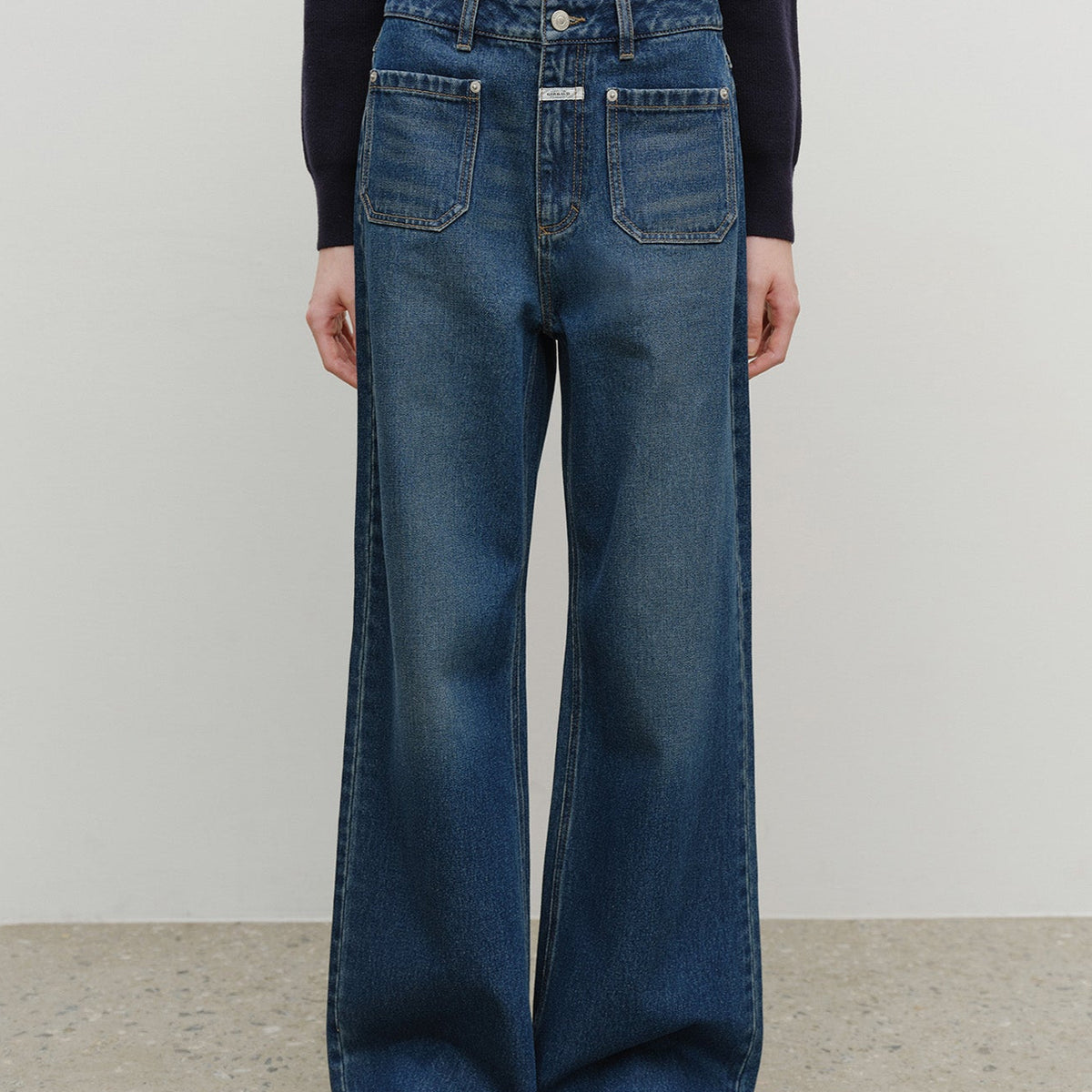 W SEMI-WIDE DENIM PANTS