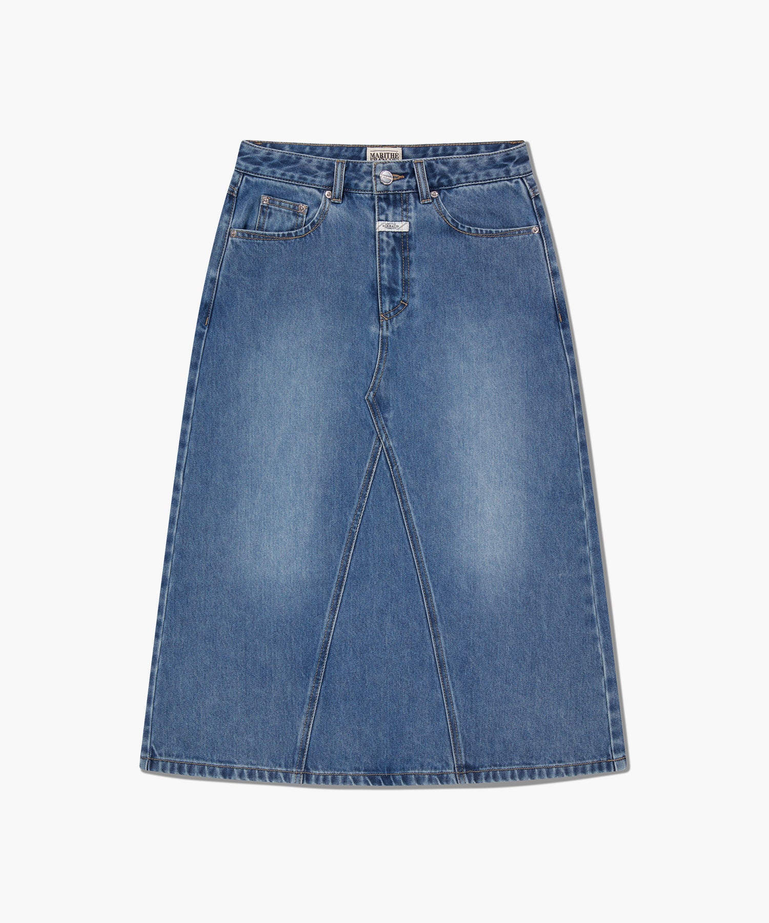 W A-LINE DENIM MIDI SKIRT