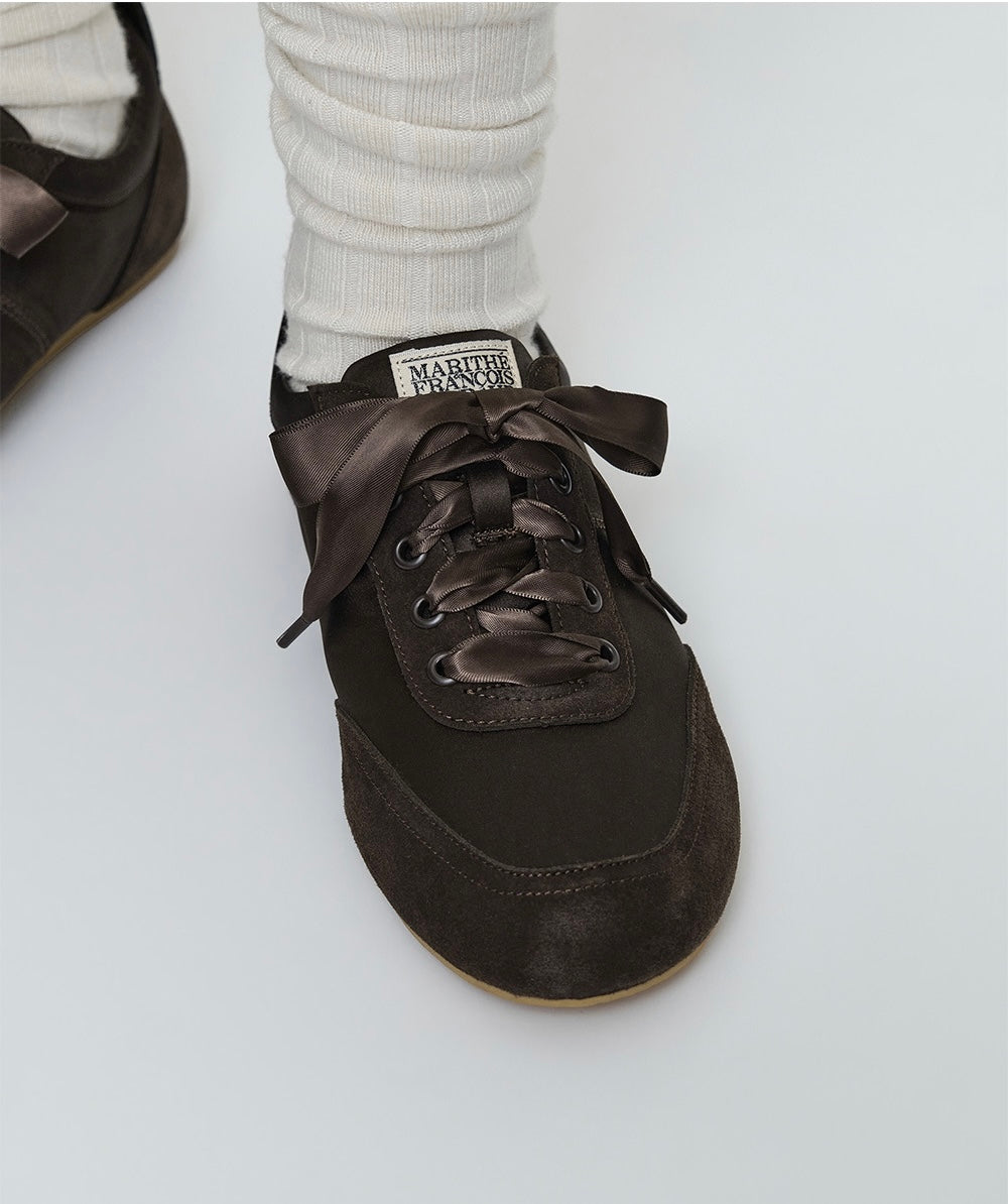 W LACE-UP SATIN SNEAKERS