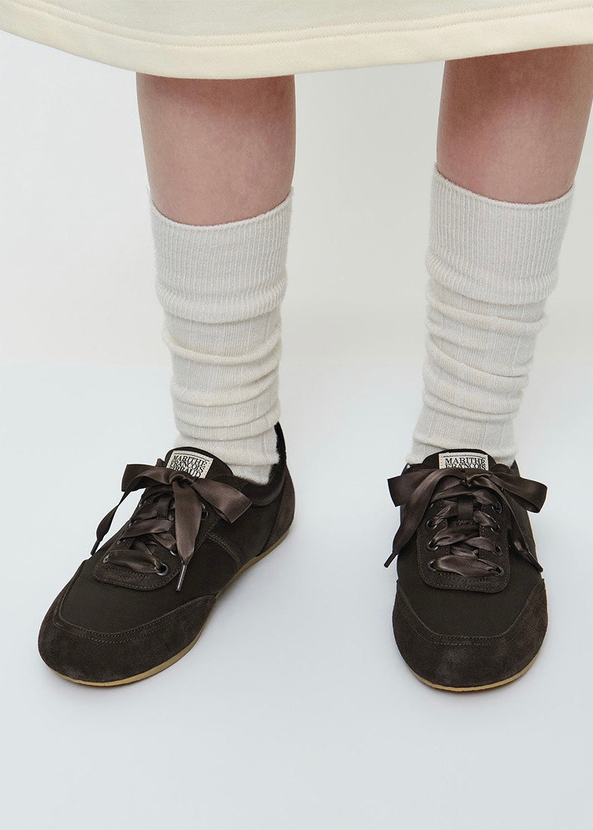 W LACE-UP SATIN SNEAKERS