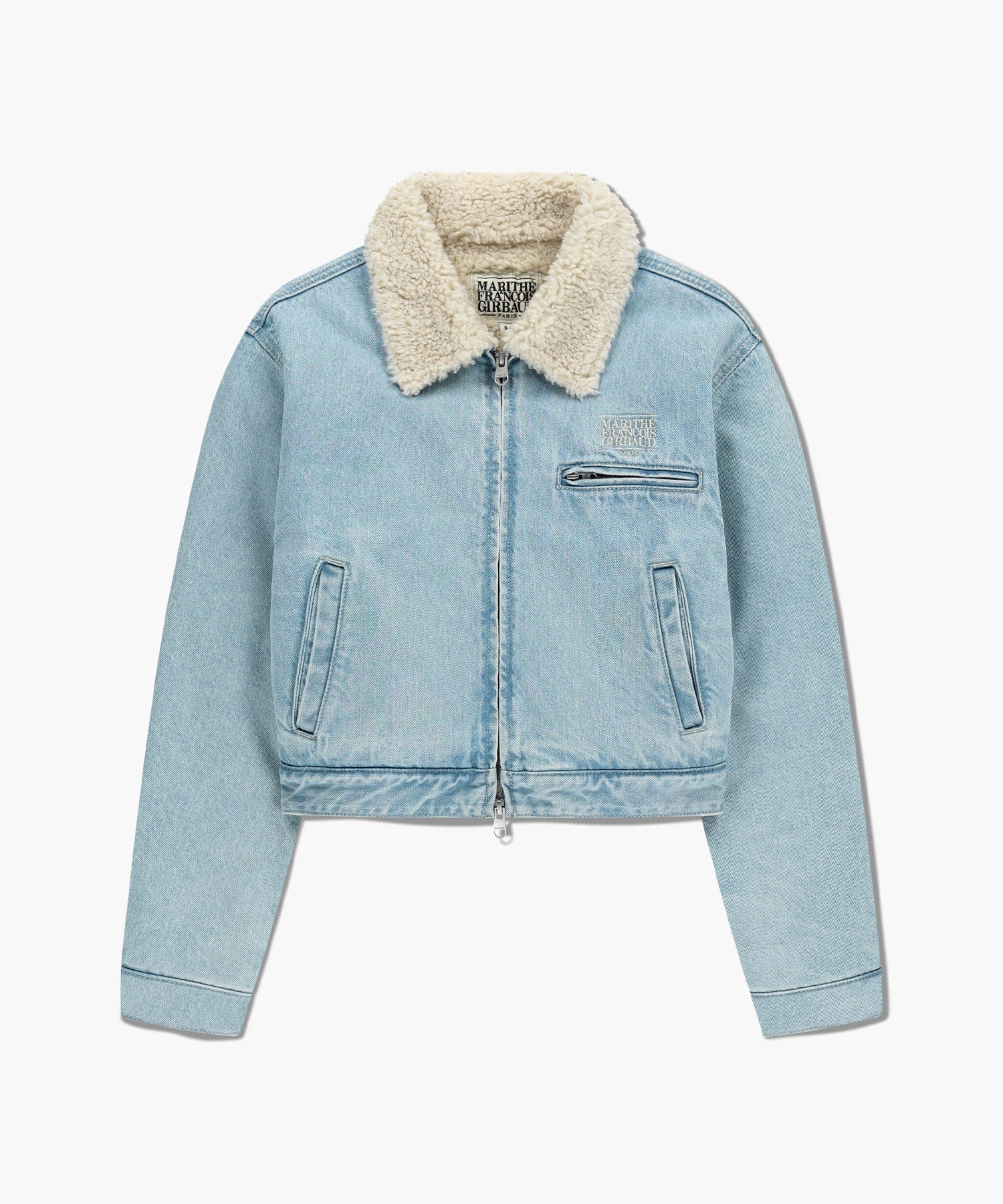 W CROP SHEARLING DENIM JACKET