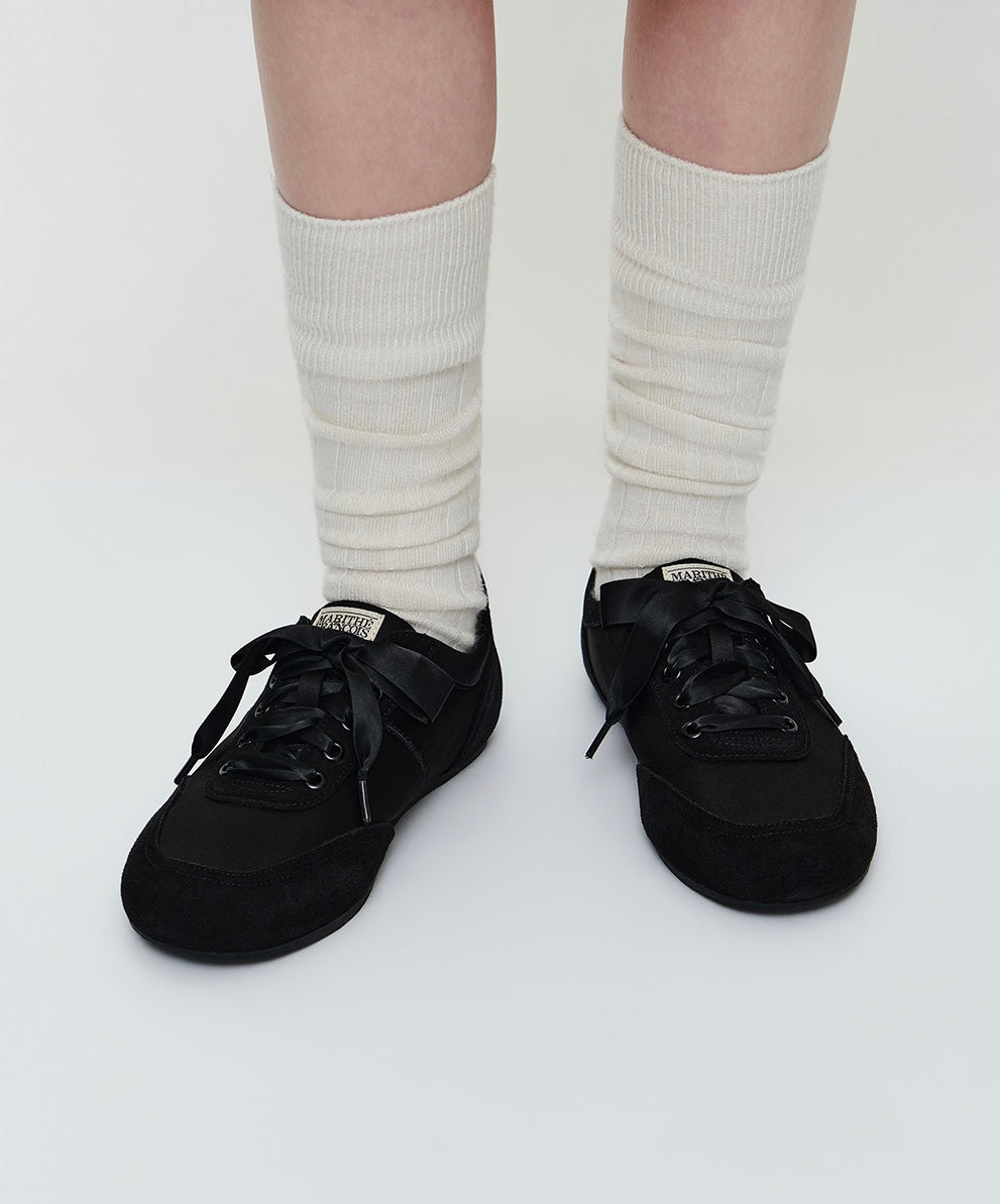 W LACE-UP SATIN SNEAKERS