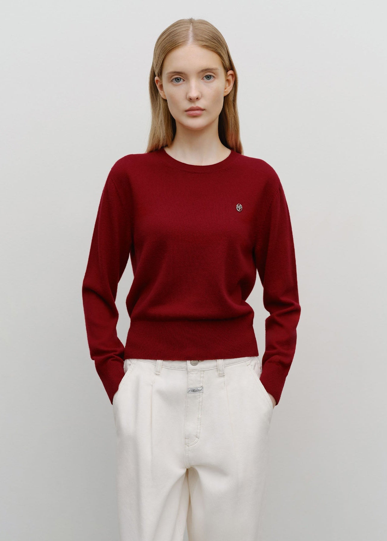 W BASIC CROP KNIT PULLOVER