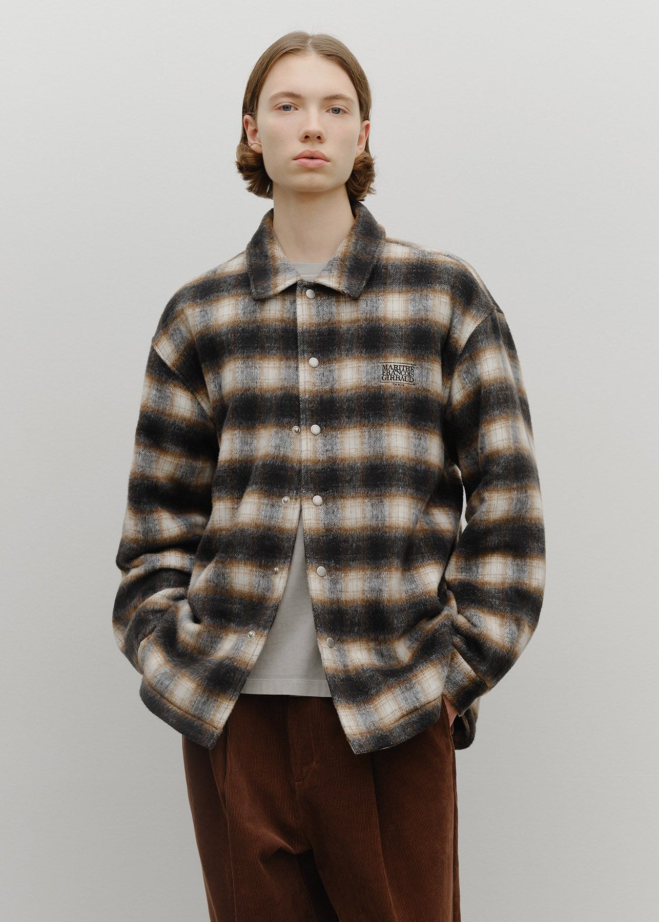 CLASSIC LOGO OVERSIZED FLANNEL CHECK SHIRT JACKET