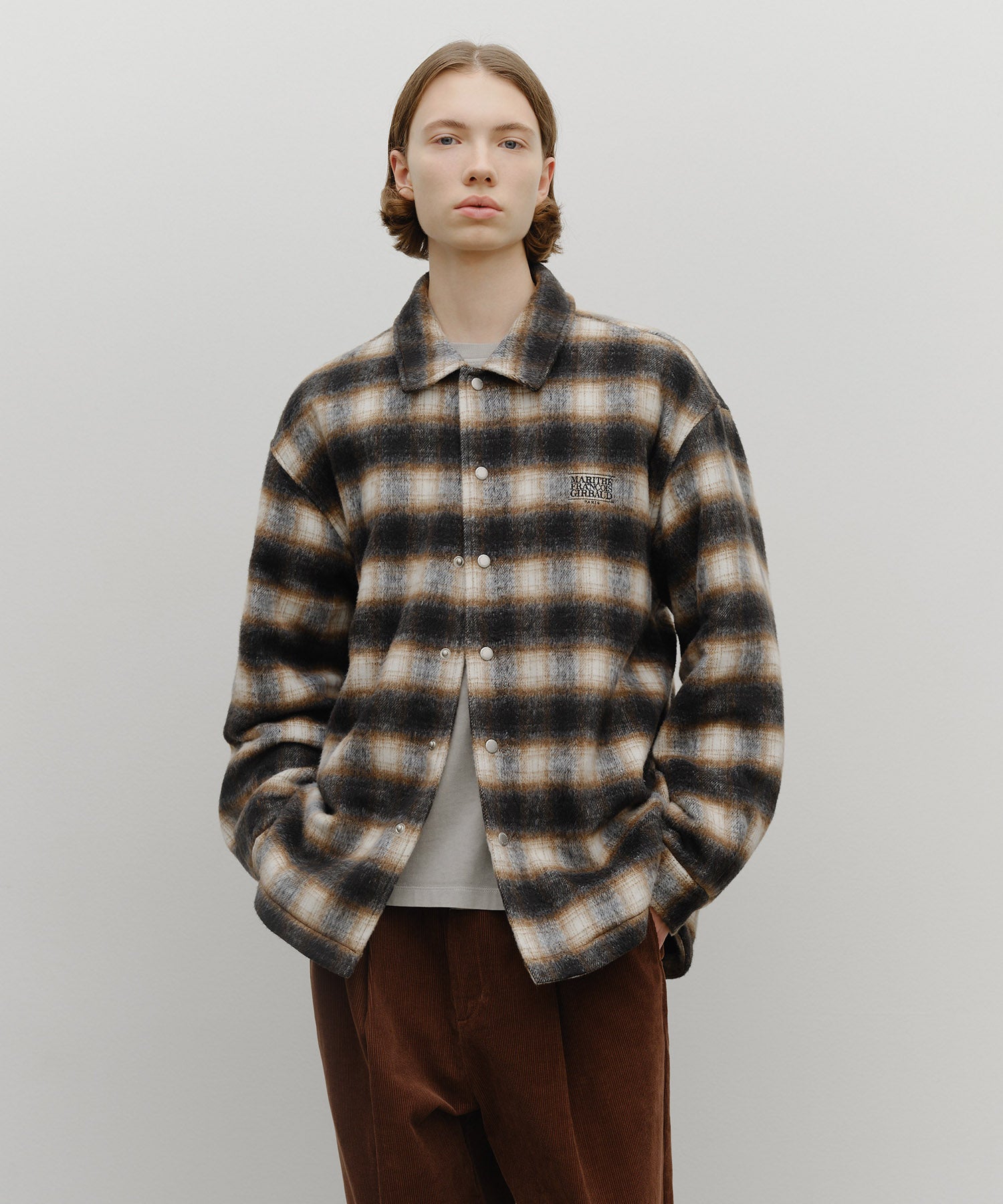 CLASSIC LOGO OVERSIZED FLANNEL CHECK SHIRT JACKET