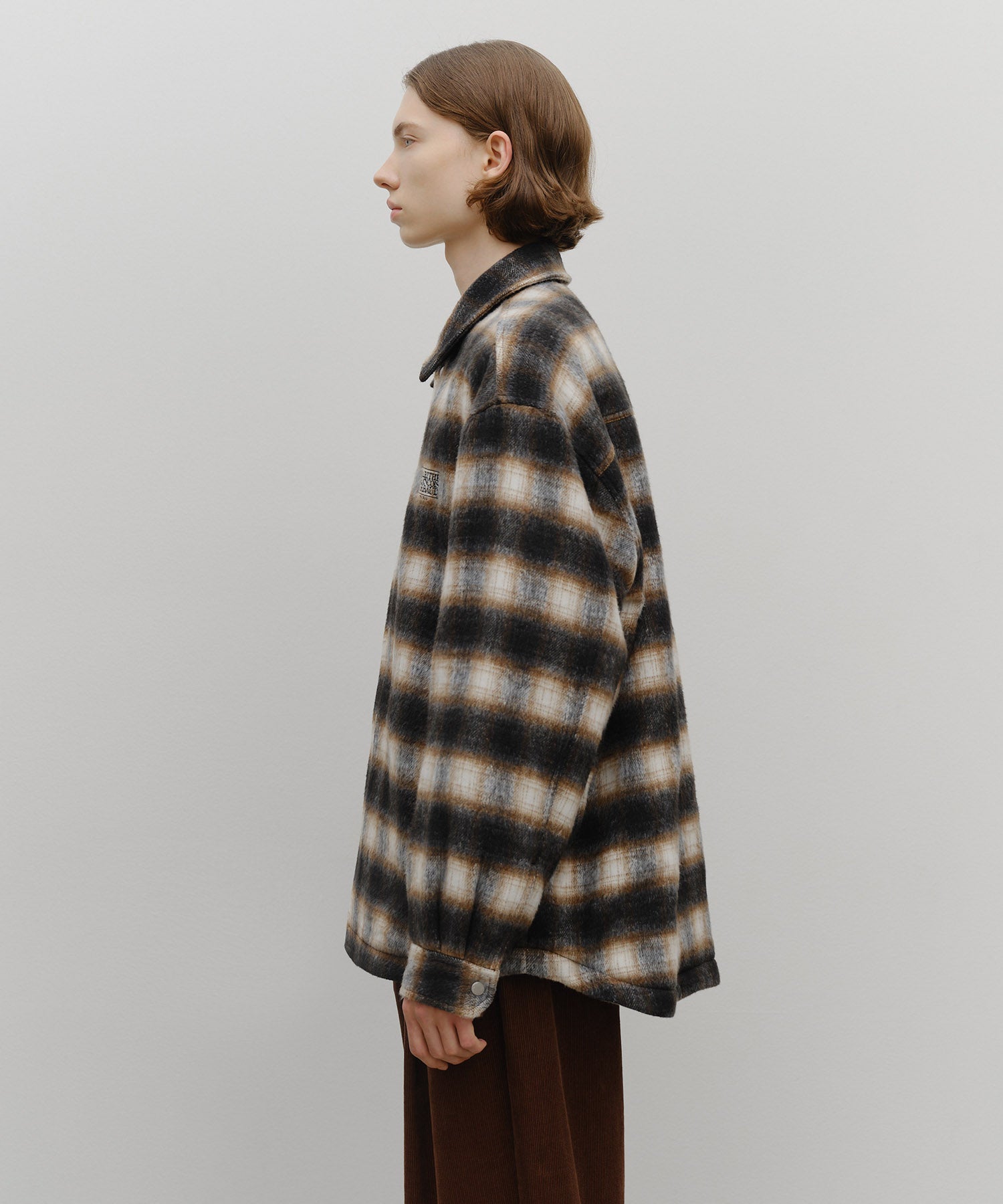 CLASSIC LOGO OVERSIZED FLANNEL CHECK SHIRT JACKET