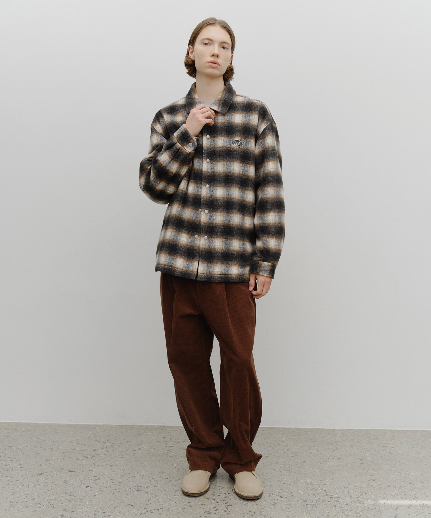CLASSIC LOGO OVERSIZED FLANNEL CHECK SHIRT JACKET