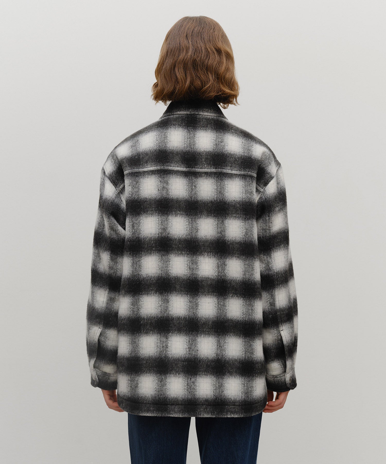 CLASSIC LOGO OVERSIZED FLANNEL CHECK SHIRT JACKET