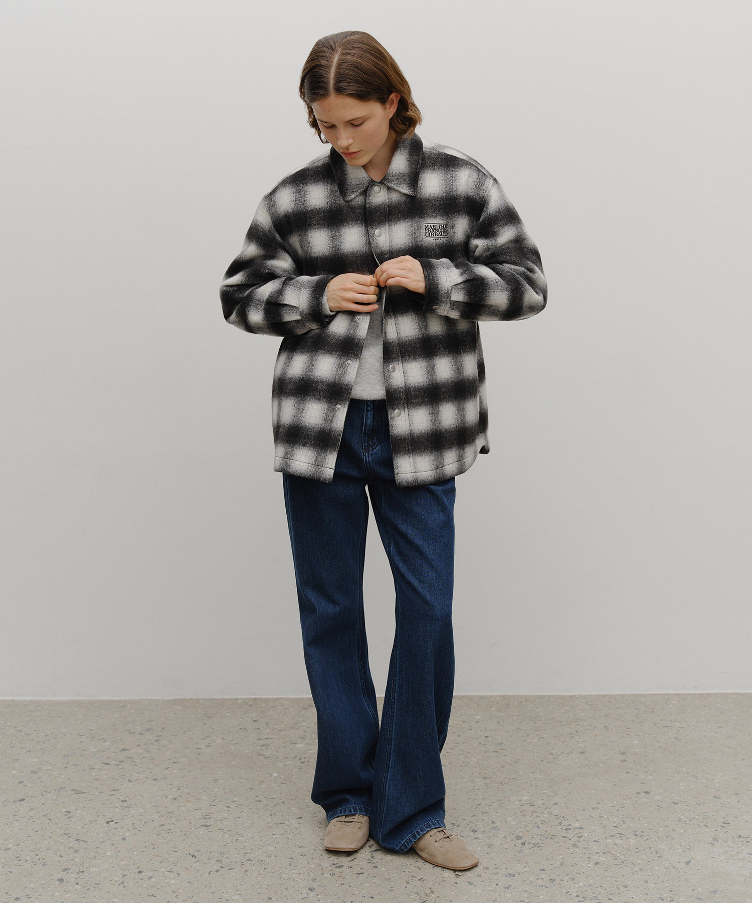 CLASSIC LOGO OVERSIZED FLANNEL CHECK SHIRT JACKET