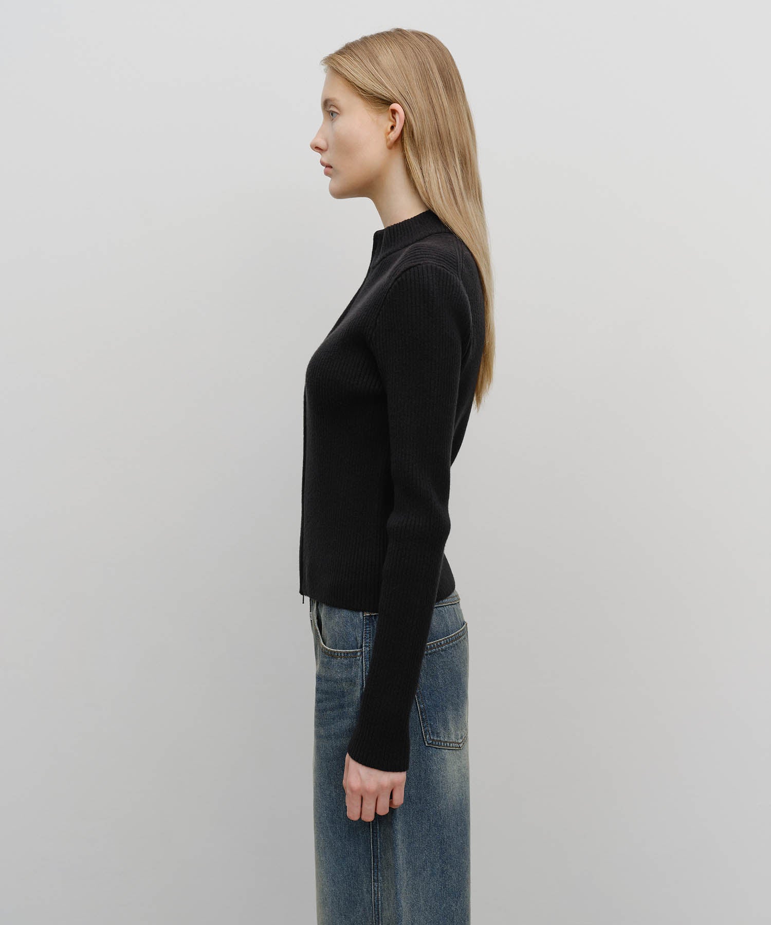 W TWO WAY HIGH NECK ZIPUP CARDIGAN