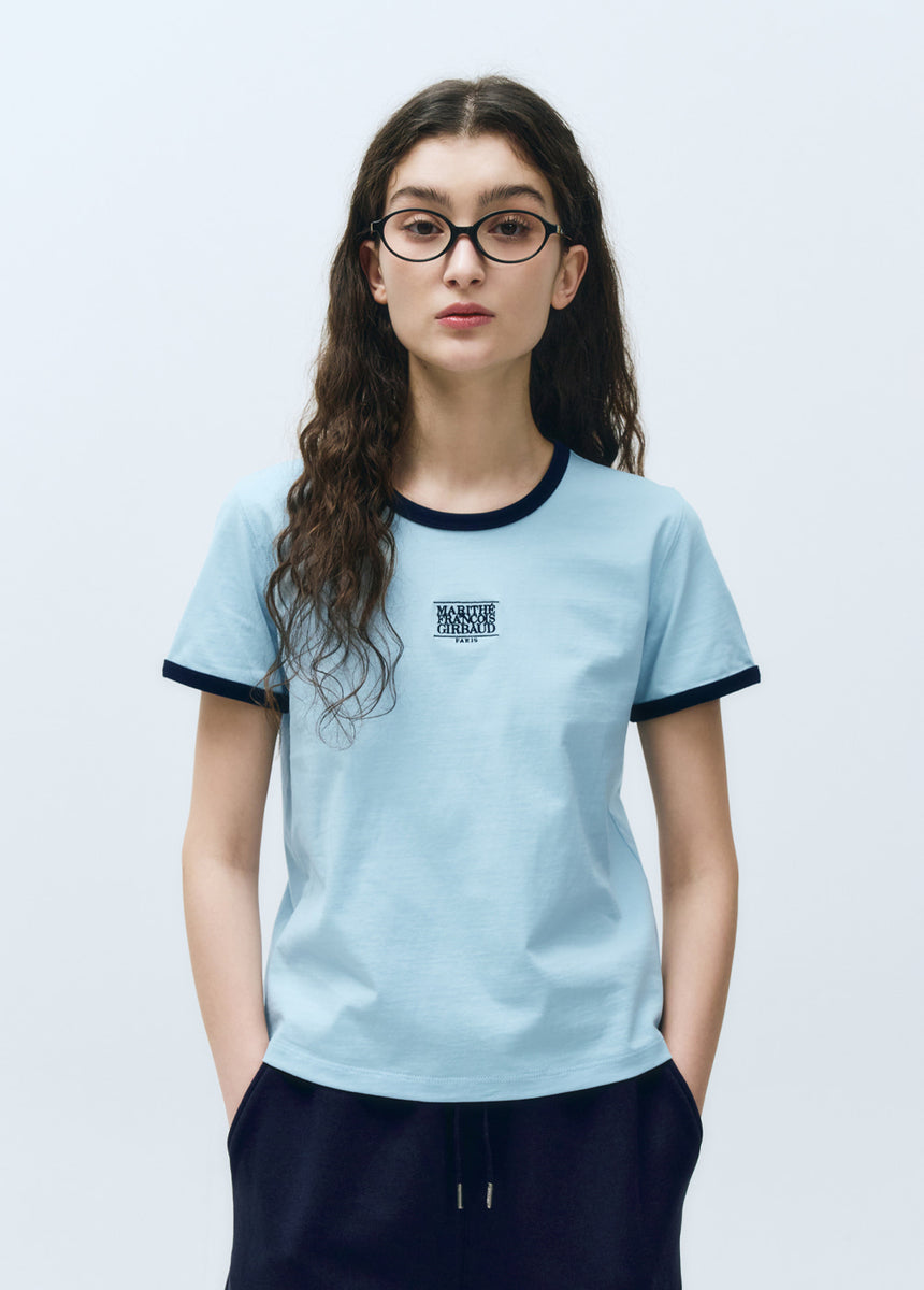 ★Marithe + Francois Girbaud★ W CLASSIC LOGO RINGER TEE whi Marithé François Girbaud W Classic Logo Ringer T-Shirt White